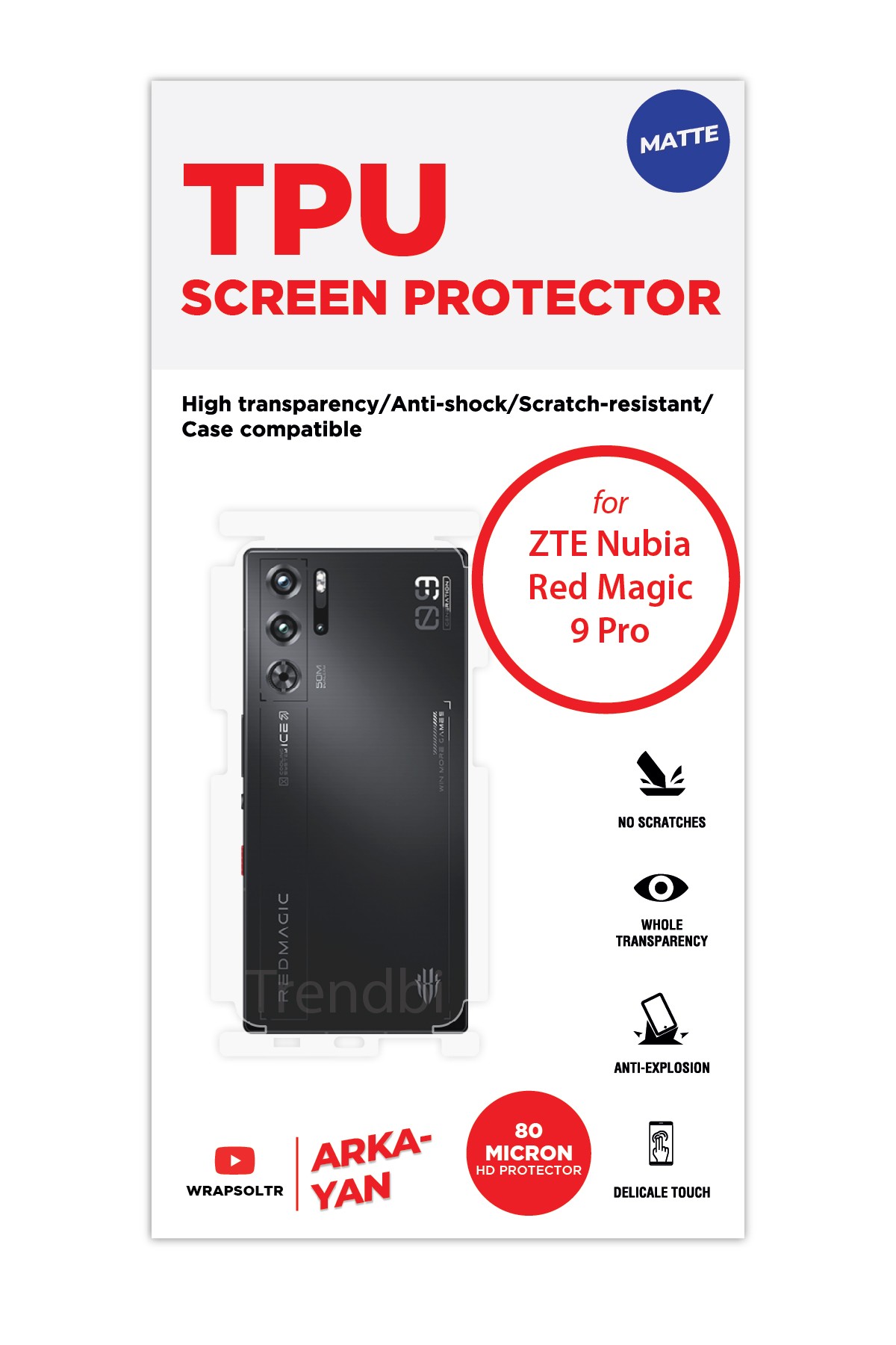 ZTE Nubia Red Magic 9 Pro - Arka/Yan Koruyucu Mat TPU Film (80 micron)