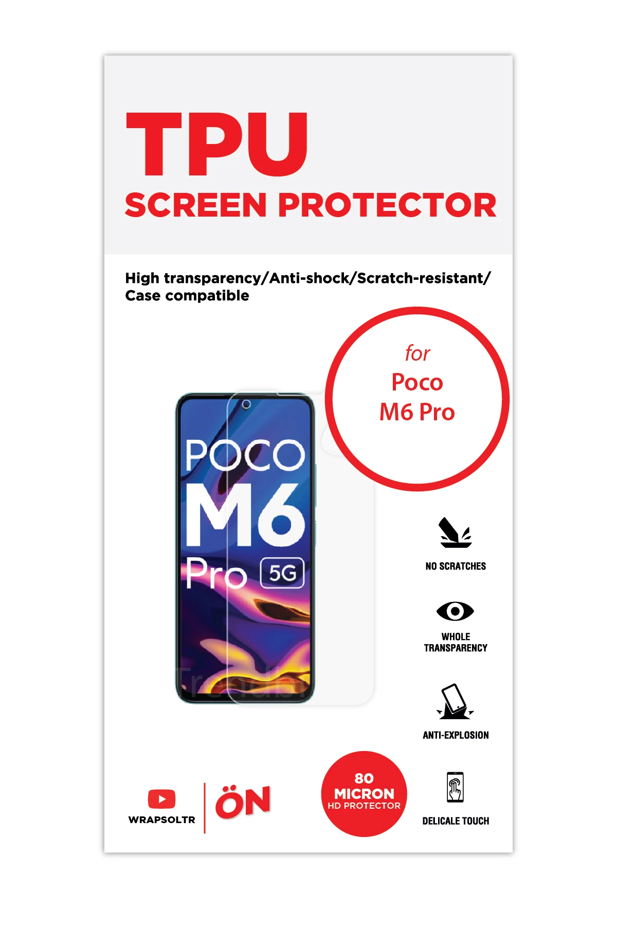 Xiaomi Poco M6 Pro - Ekran Koruyucu Parlak Şeffaf TPU Film (80 micron)