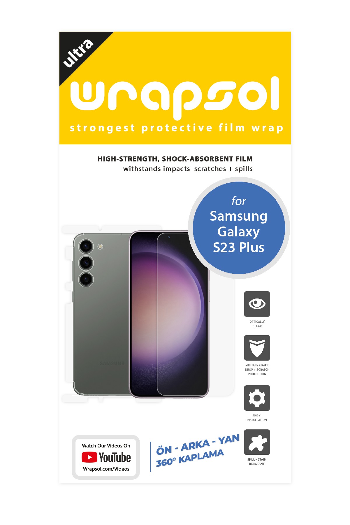 Samsung Galaxy S23 Plus - Fullbody Koruyucu Parlak Şeffaf Poliüretan Film (150 micron)