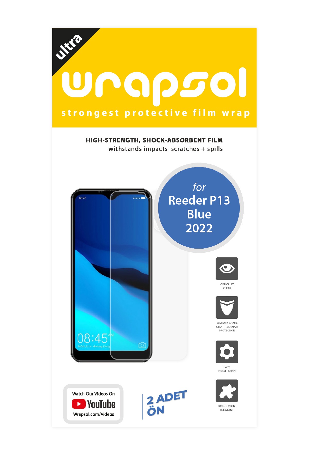 Reeder P13 Blue 2022 - Ekran Koruyucu Parlak Şeffaf Poliüretan Film (150 mikron)