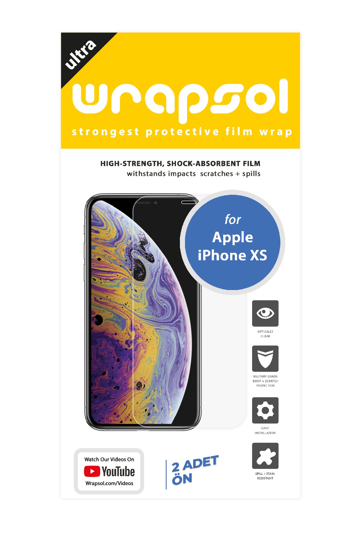 iPhone XS - Ekran Koruyucu Parlak Şeffaf Poliüretan Film (150 mikron)