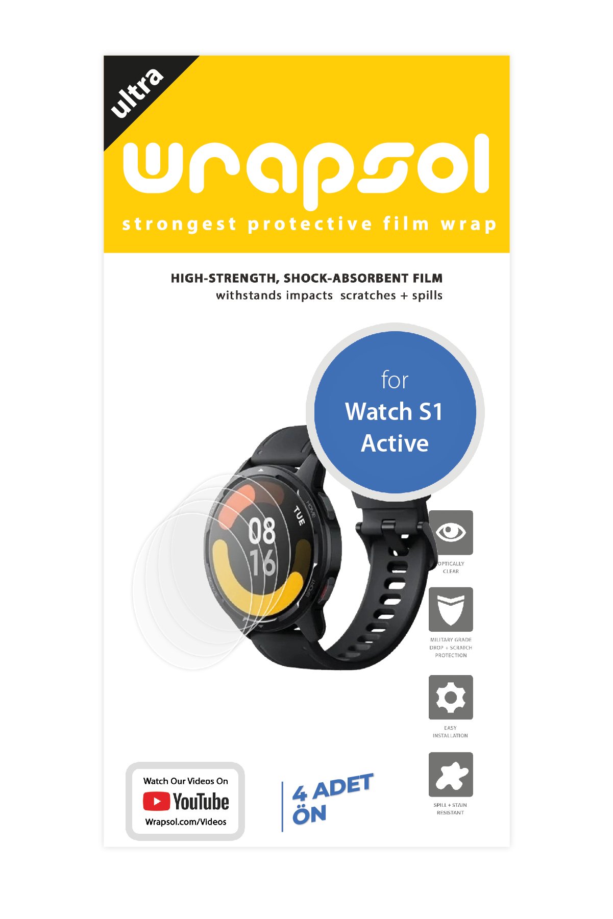 Xiaomi Watch S1 Active - Ekran Koruyucu Parlak Şeffaf Poliüretan Film (150 mikron)