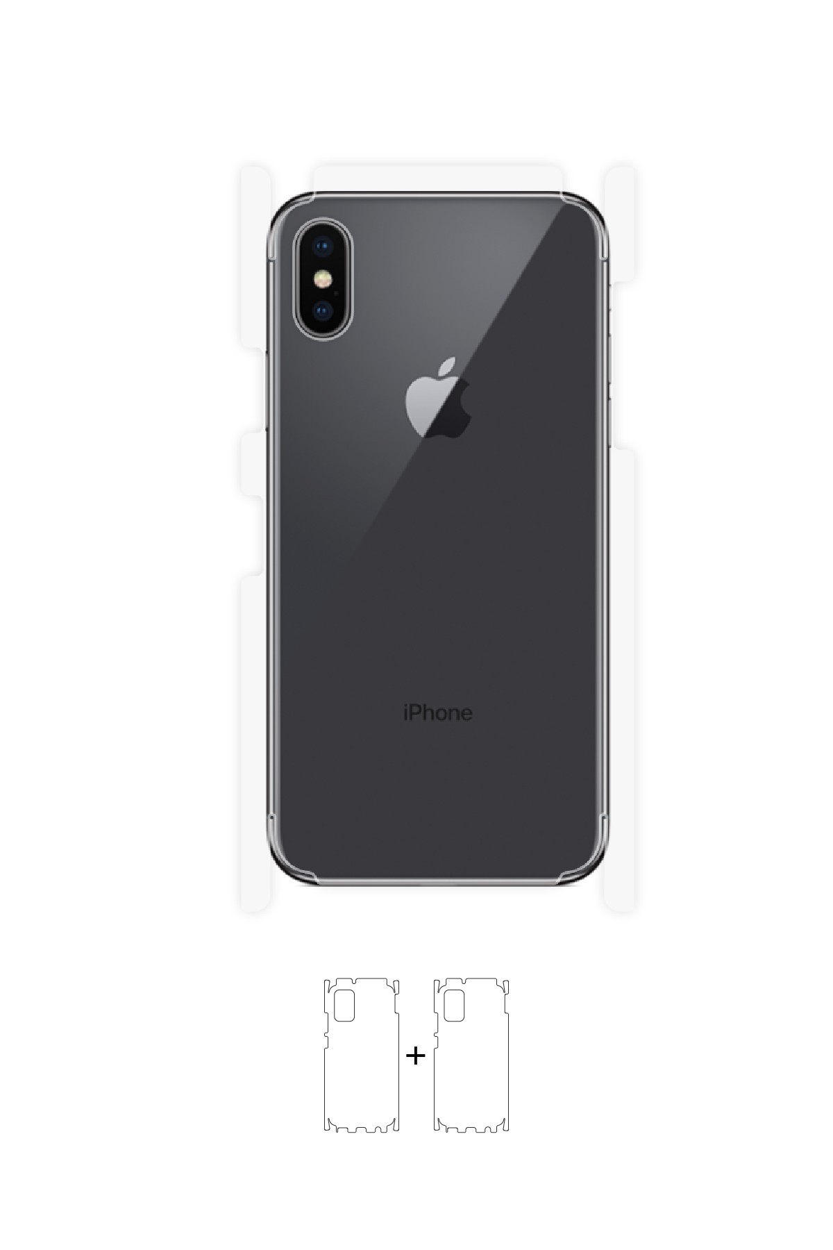 iPhone X - Arka/Yan Koruyucu Parlak Şeffaf Poliüretan Film (150 micron)