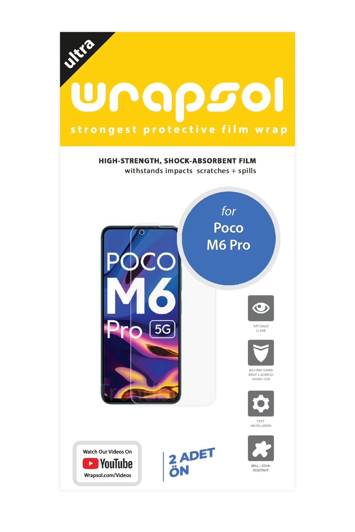 Xiaomi Poco M6 Pro - Ekran Koruyucu Parlak Şeffaf Poliüretan Film (150 mikron)