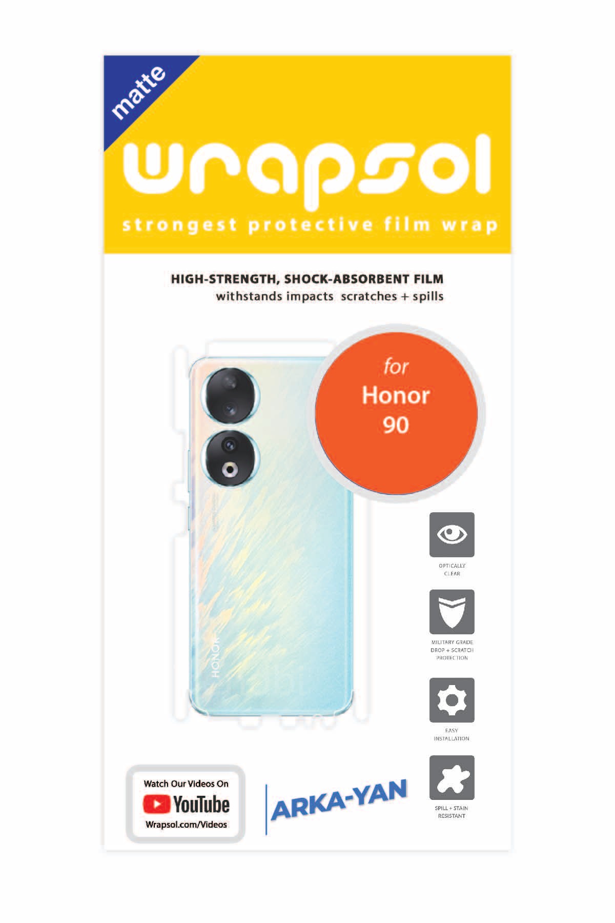 Honor 90 - Arka/Yan Koruyucu Mat Şeffaf Poliüretan Film (150 micron)