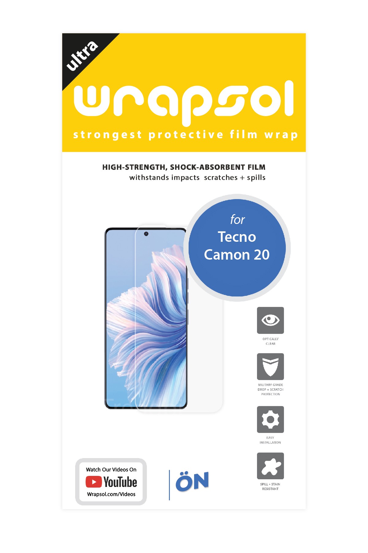 Tecno Camon 20 - Ekran Koruyucu Parlak Şeffaf Poliüretan Film (150 mikron)