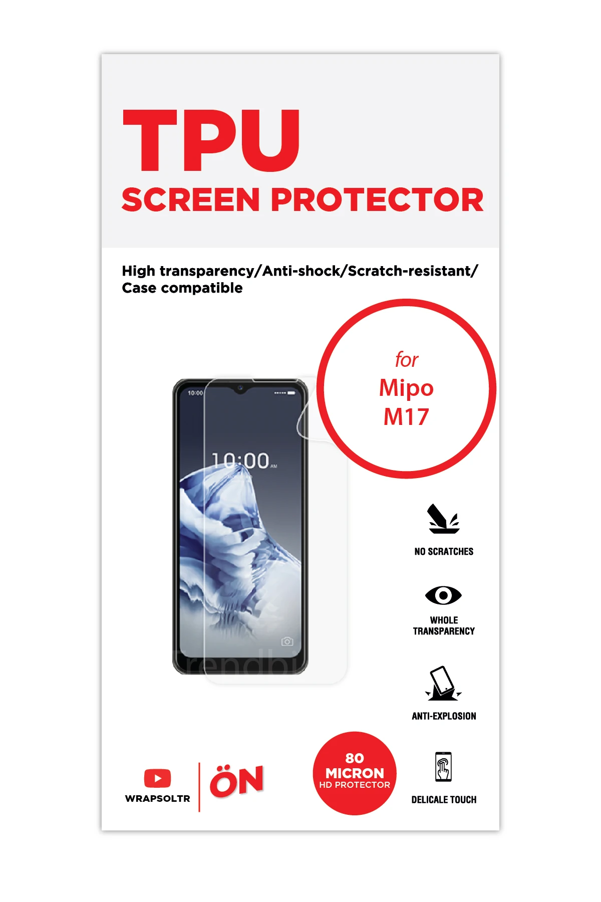 Mipo M17 - Ekran Koruyucu Parlak Şeffaf TPU Film (80 micron)