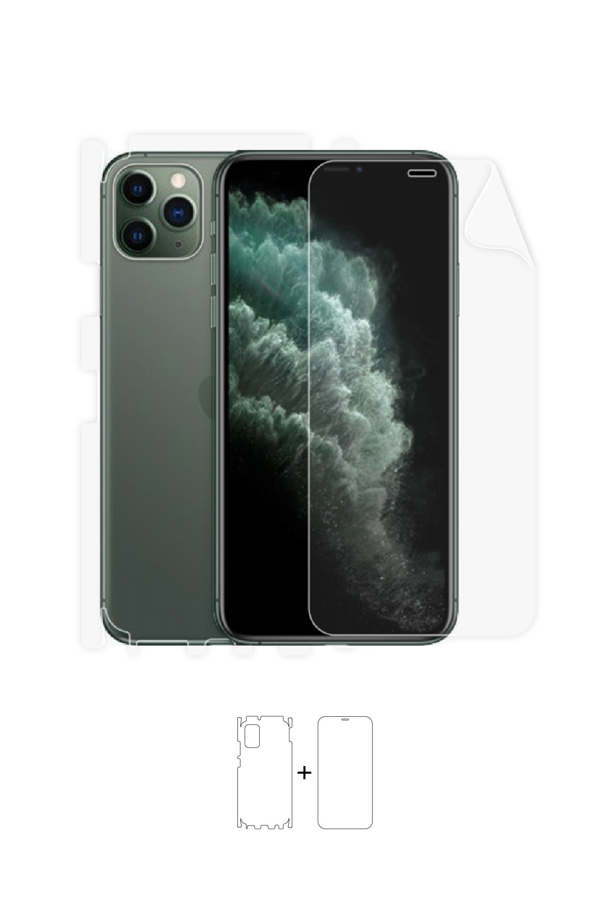 iPhone 11 Pro Max - Fullbody Koruyucu Parlak Şeffaf Poliüretan Film (150 micron)