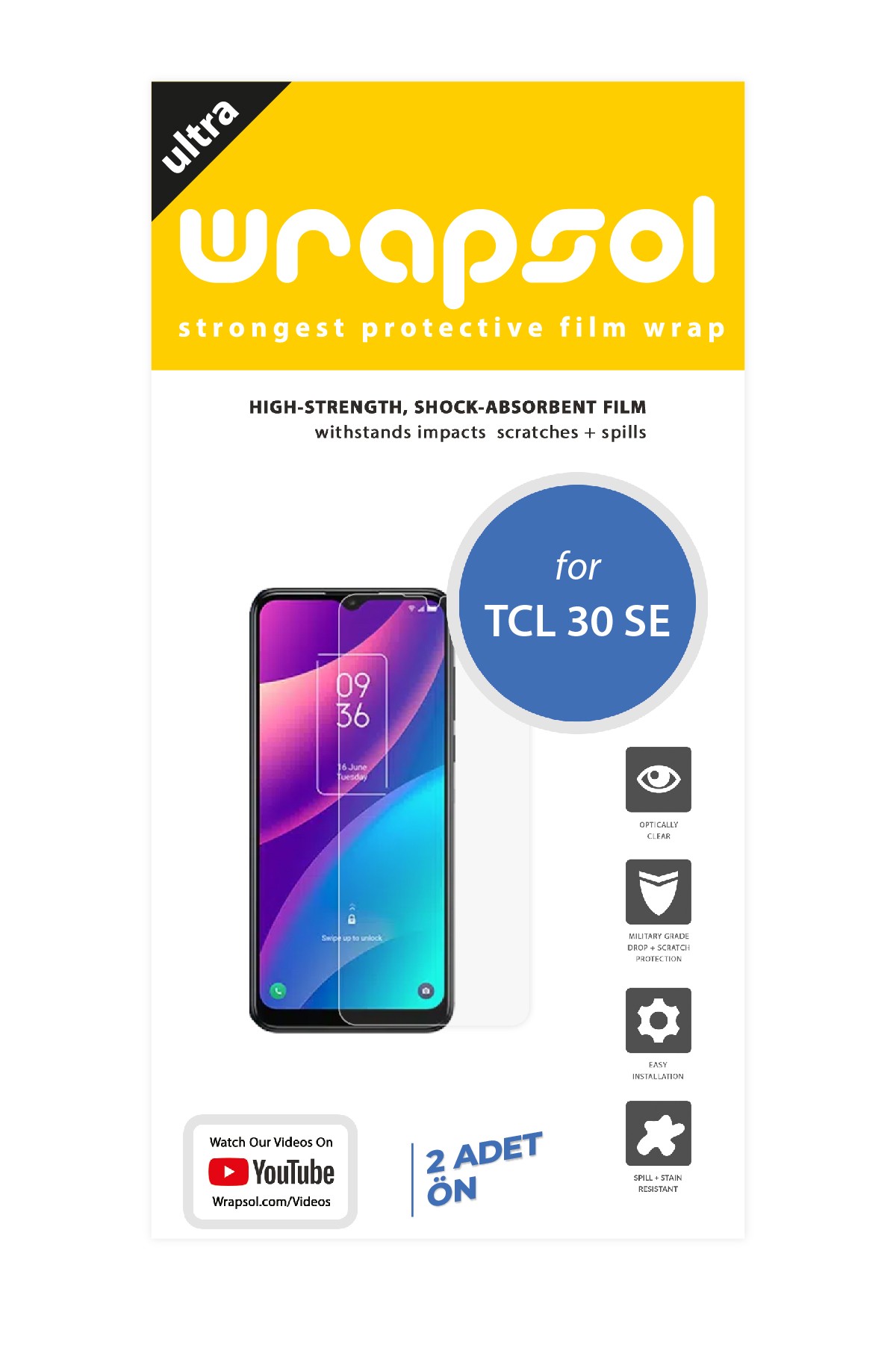 TCL 30 SE - Ekran Koruyucu Parlak Şeffaf Poliüretan Film (150 mikron)