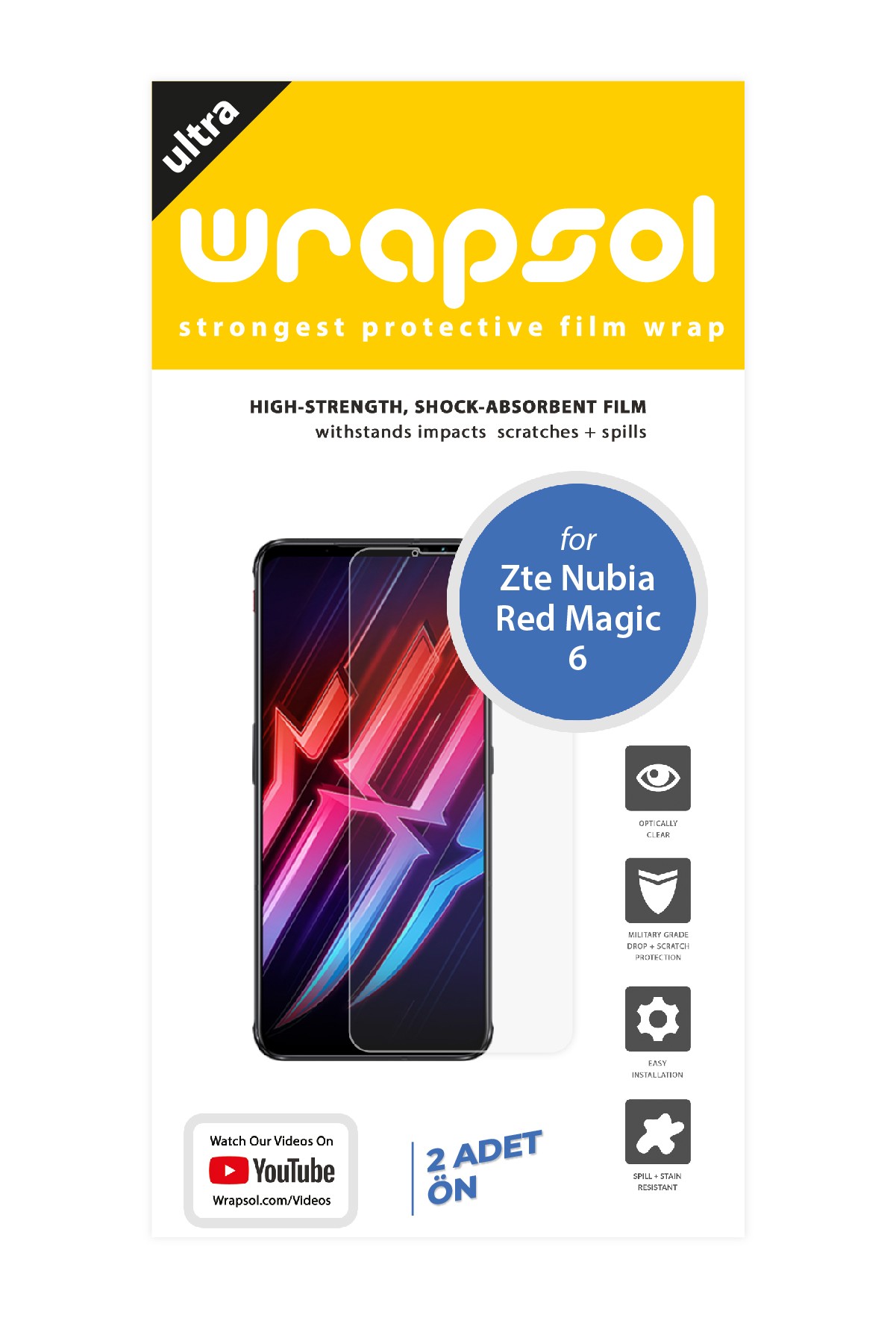 ZTE Nubia Red Magic 6 - Ekran Koruyucu Parlak Şeffaf Poliüretan Film (150 mikron)