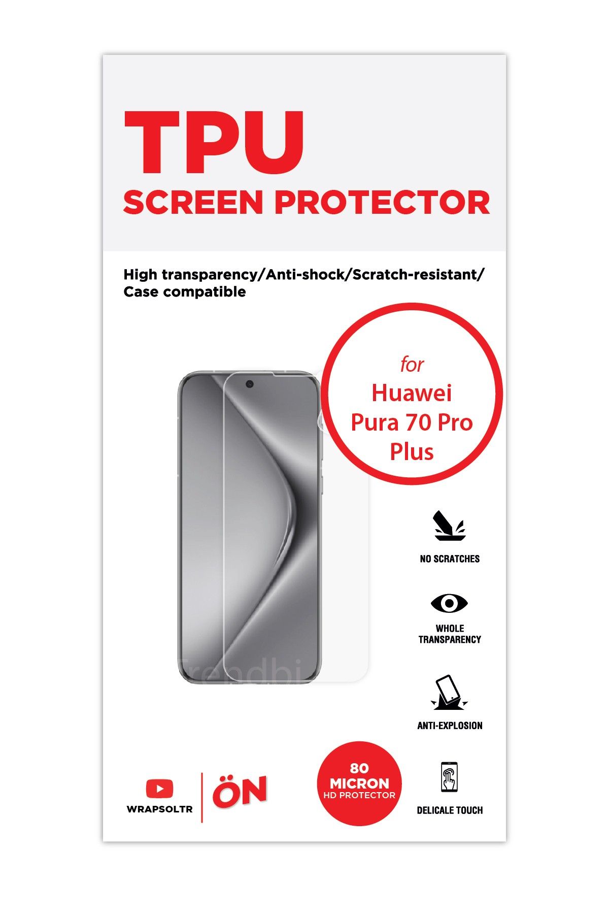 Huawei Pura 70 Pro Plus - Ekran Koruyucu Parlak Şeffaf TPU Film (80 micron)
