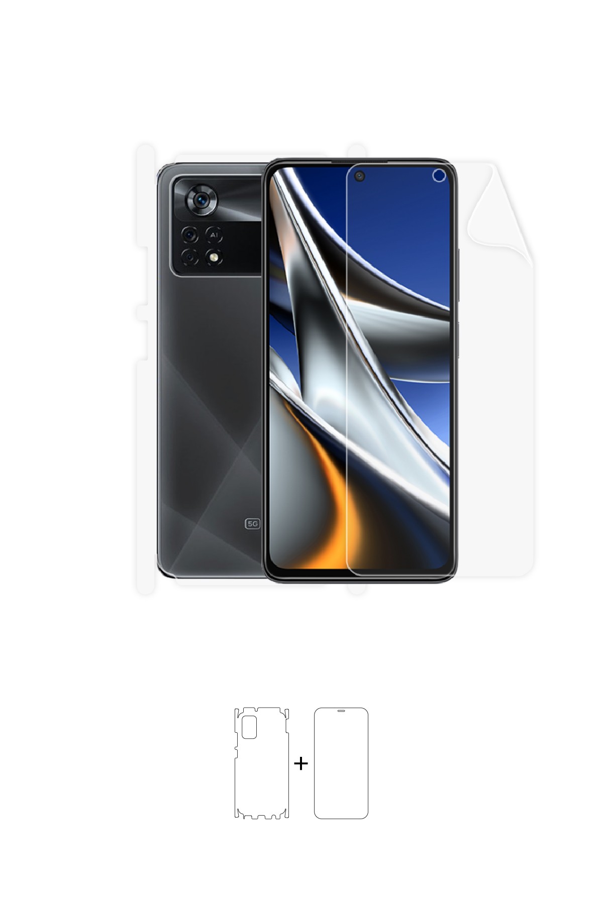 Xiaomi Poco X4 Pro 5G - Fullbody Koruyucu Parlak Şeffaf Poliüretan Film (150 micron)