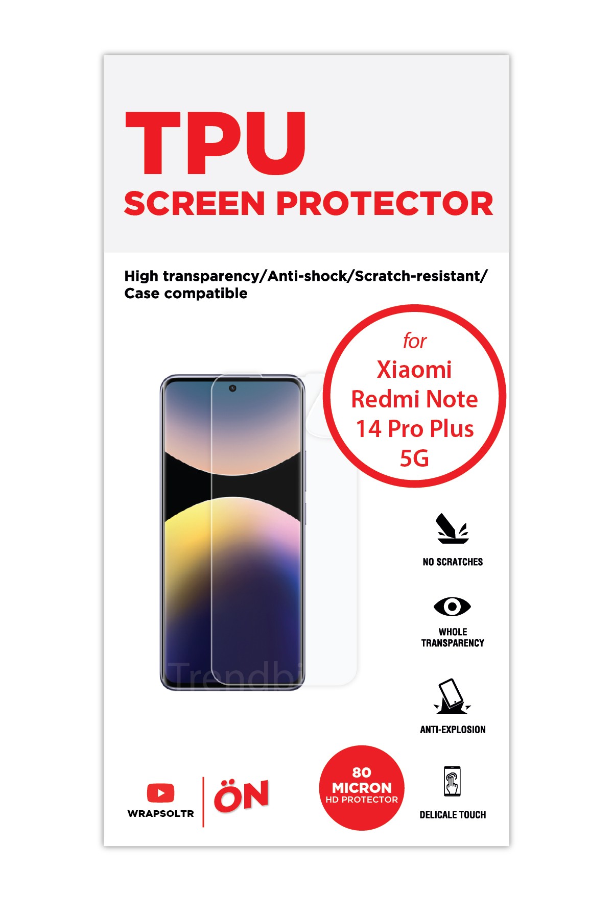 Xiaomi Redmi 14 Pro Plus 5g - Ekran Koruyucu Parlak Şeffaf TPU Film (80 micron)