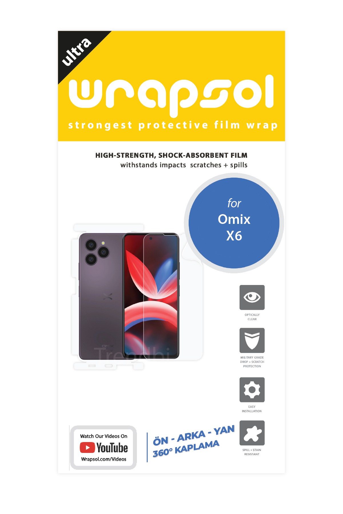 Omix X6 - Fullbody Koruyucu Parlak Şeffaf Poliüretan Film (150 micron)