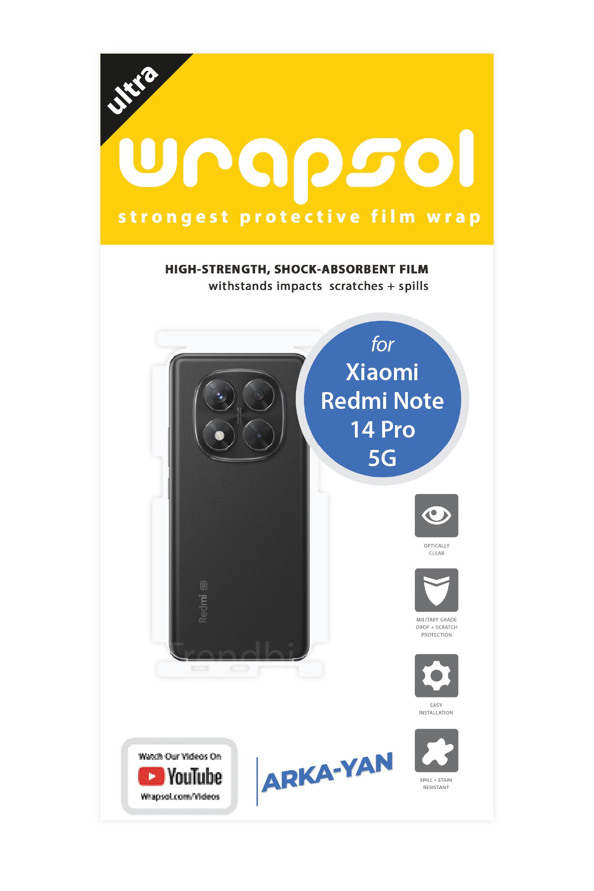Xiaomi Redmi Note 14 Pro 5g - Arka/Yan Koruyucu Parlak Şeffaf Poliüretan Film (150 micron)