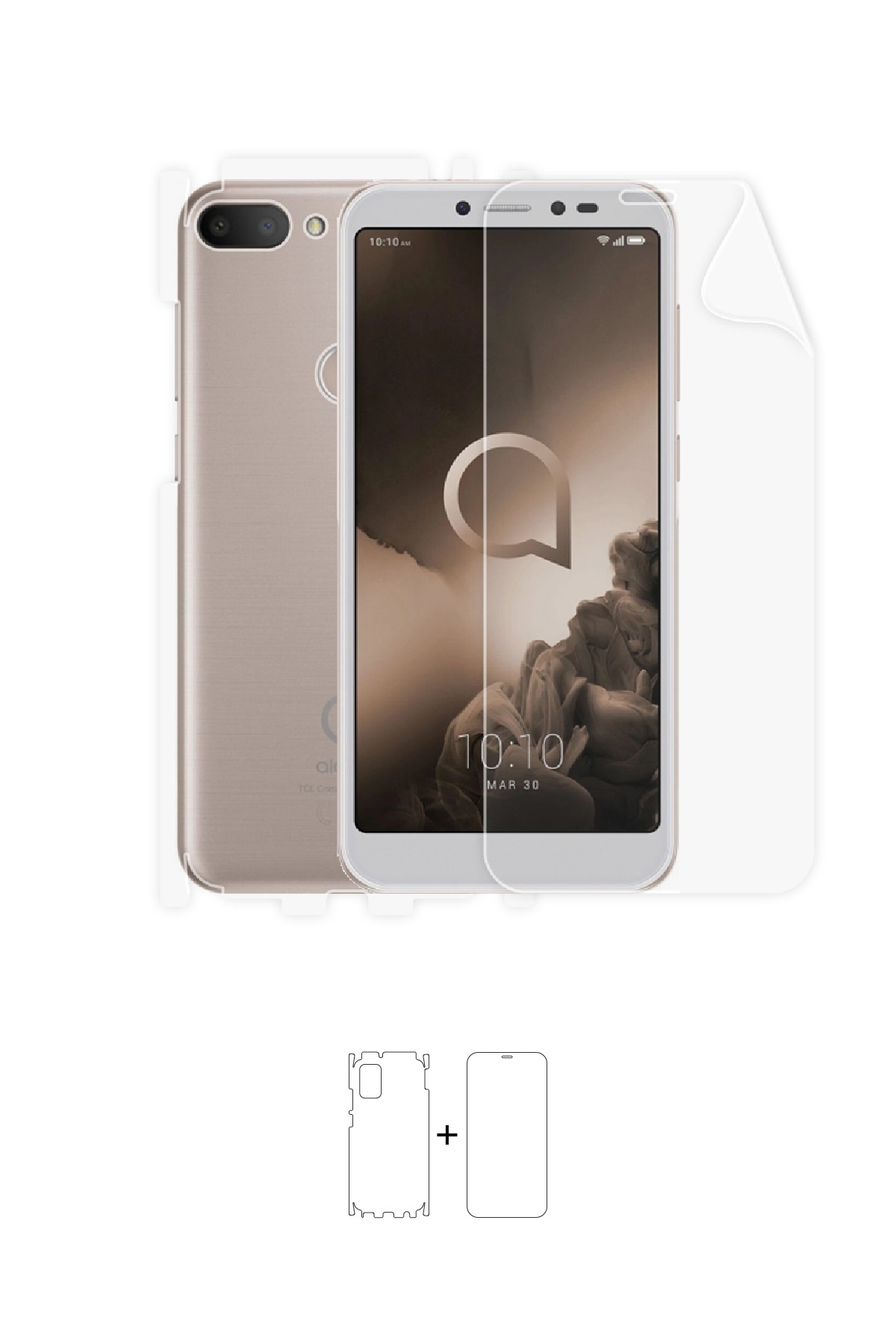Alcatel 1s - Fullbody Koruyucu Parlak Şeffaf Poliüretan Film (150 micron)