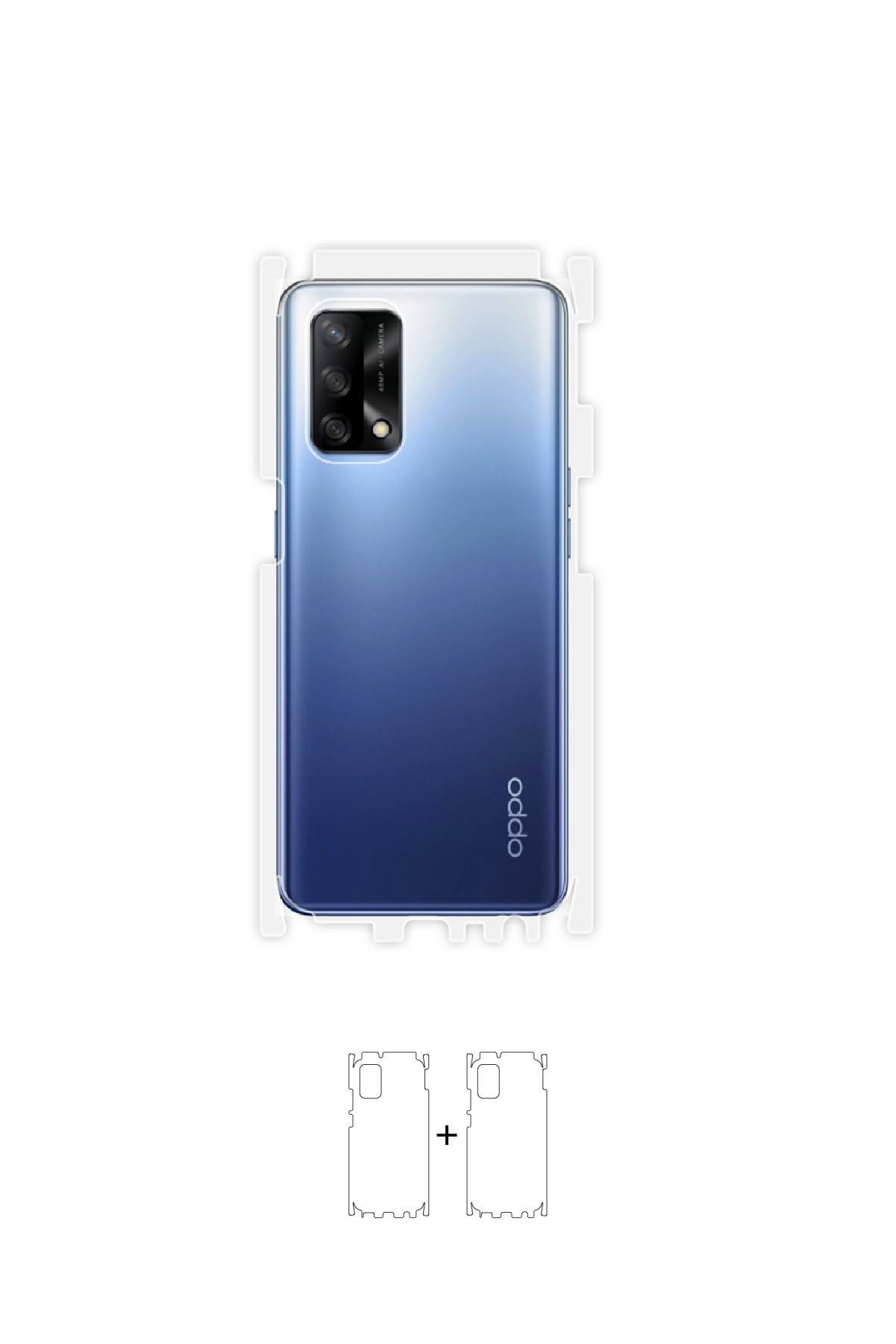 Oppo A74 - Arka/Yan Koruyucu Parlak Şeffaf Poliüretan Film (150 micron)