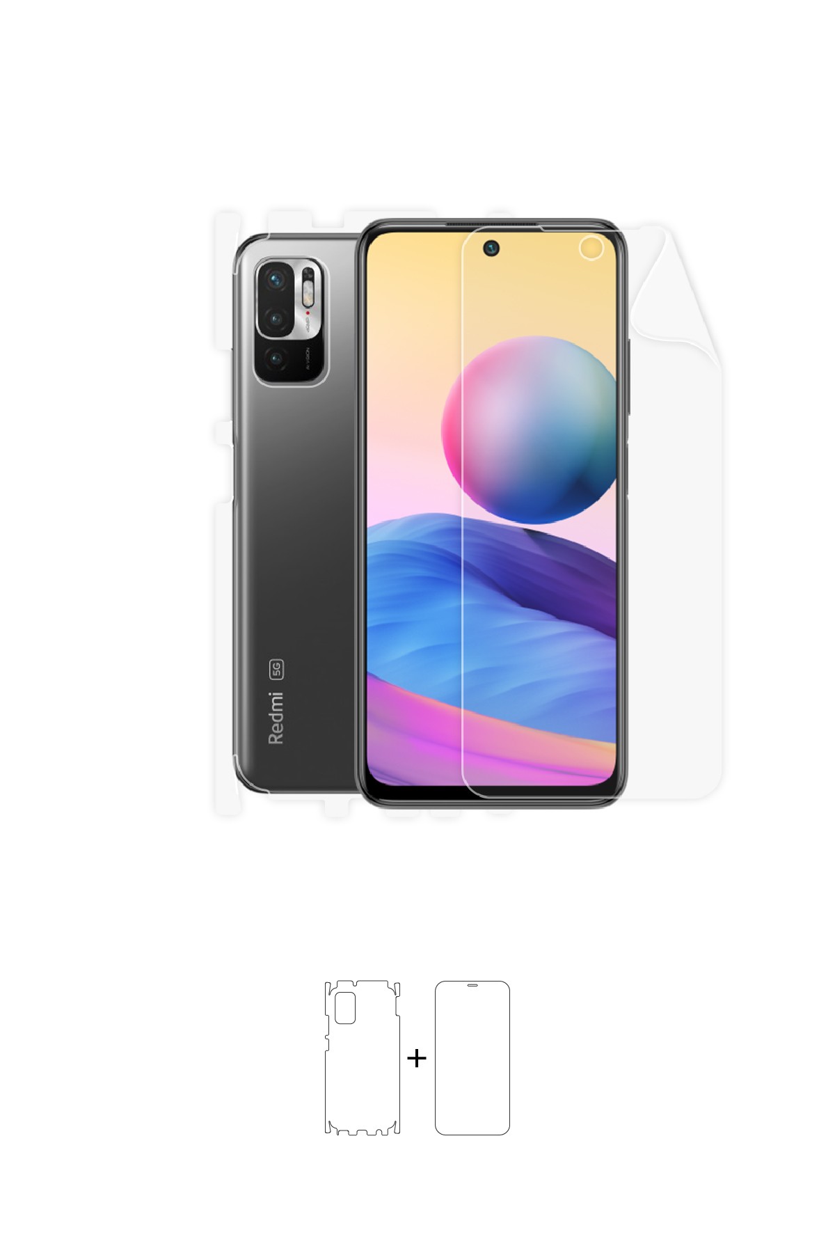 Xiaomi Redmi Note 10 5G - Fullbody Koruyucu Parlak Şeffaf Poliüretan Film (150 micron)