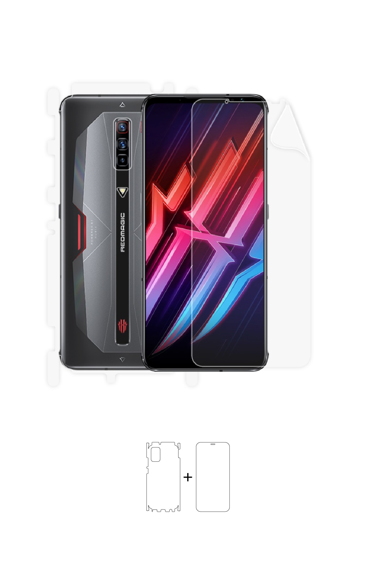 ZTE Nubia Red Magic 6 Pro - Fullbody Koruyucu Parlak Şeffaf Poliüretan Film (150 micron)