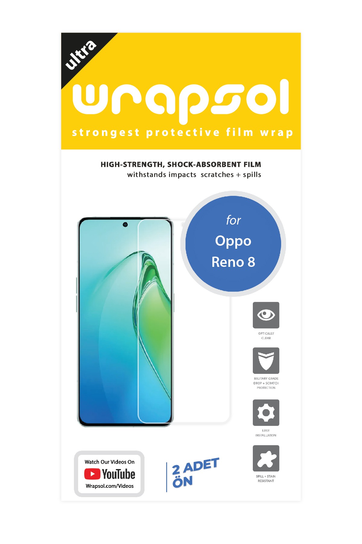 Oppo Reno 8 - Ekran Koruyucu Parlak Şeffaf Poliüretan Film (150 mikron)