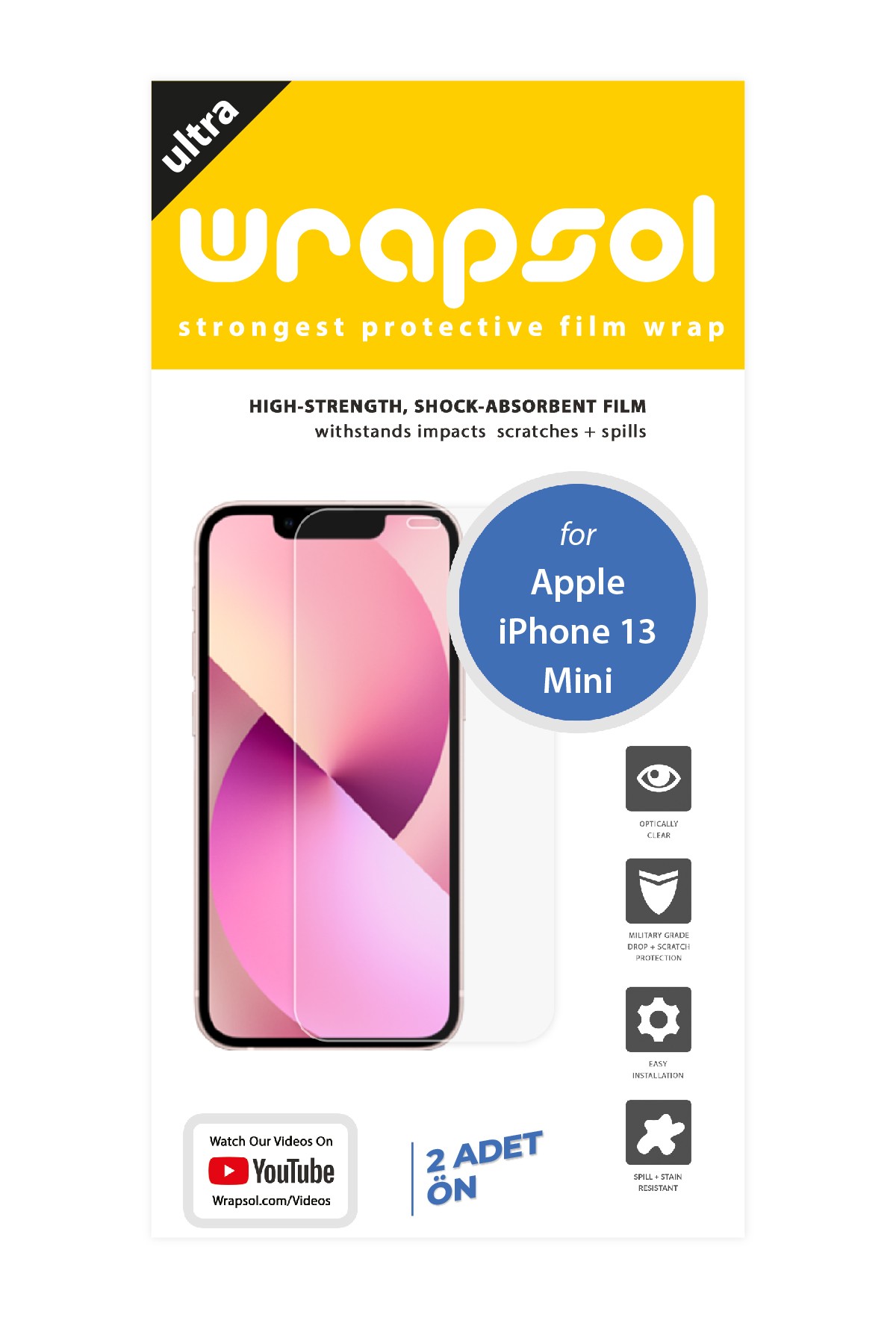 iPhone 13 Mini - Ekran Koruyucu Parlak Şeffaf Poliüretan Film (150 mikron)