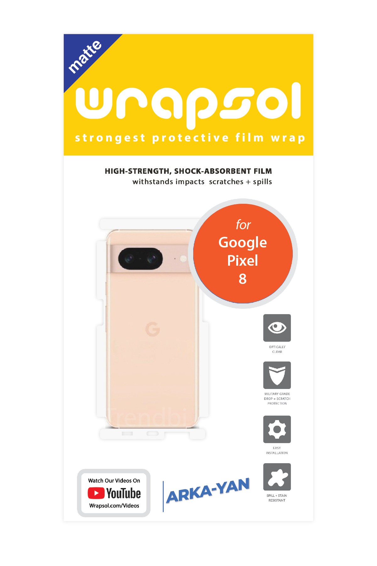 Google Pixel 8 - Arka/Yan Koruyucu Mat Şeffaf Poliüretan Film (150 micron)