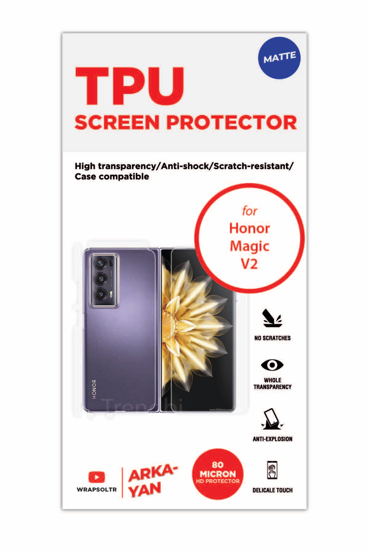 Honor Magic V2 - Arka/Yan Koruyucu Mat TPU Film (80 micron)