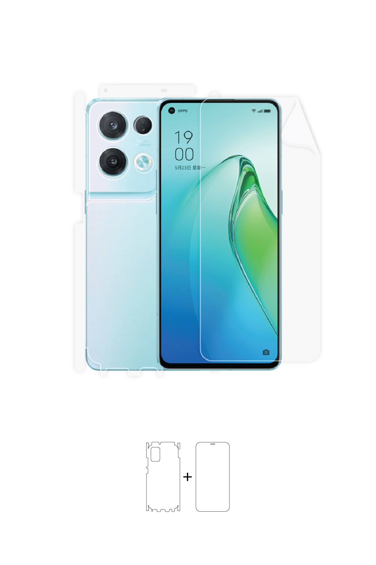 Oppo Reno 8 Pro - Fullbody Koruyucu Parlak Şeffaf Poliüretan Film (150 micron)