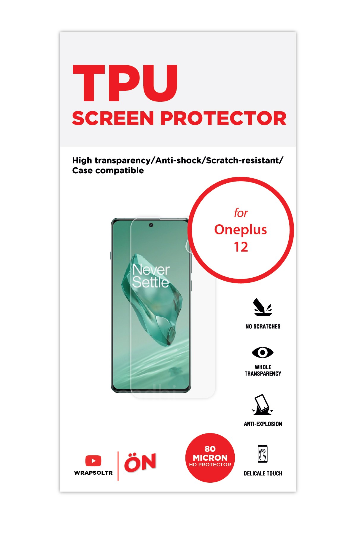 Oneplus 12 - Ekran Koruyucu Parlak Şeffaf TPU Film (80 micron)