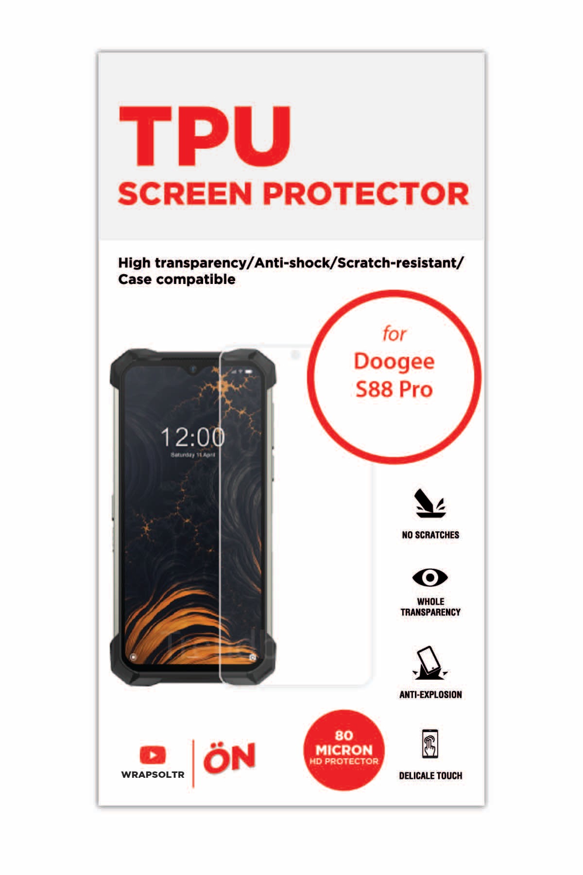 Doogee S88 Pro - Ekran Koruyucu Parlak Şeffaf TPU Film (80 micron)