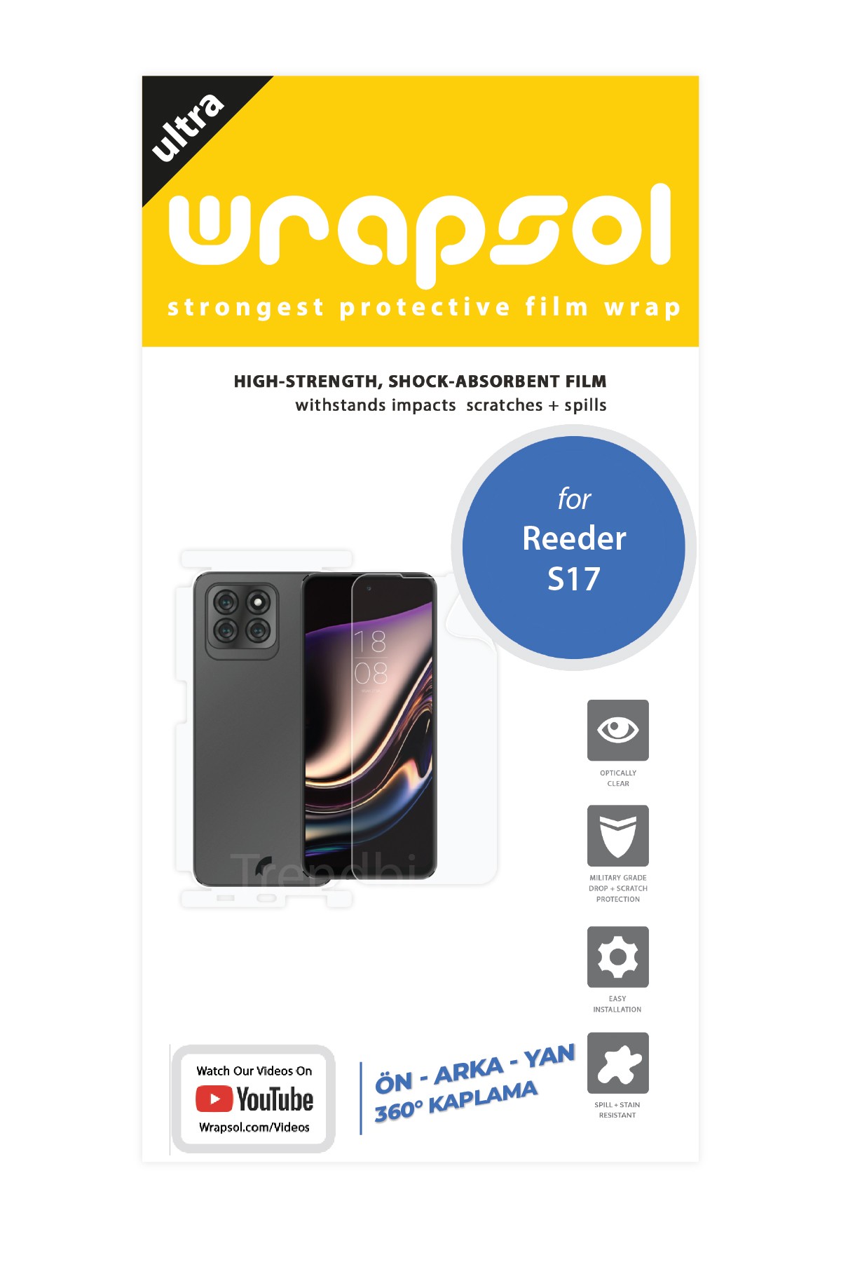 Reeder s71 - Fullbody Koruyucu Parlak Şeffaf Poliüretan Film (150 micron)
