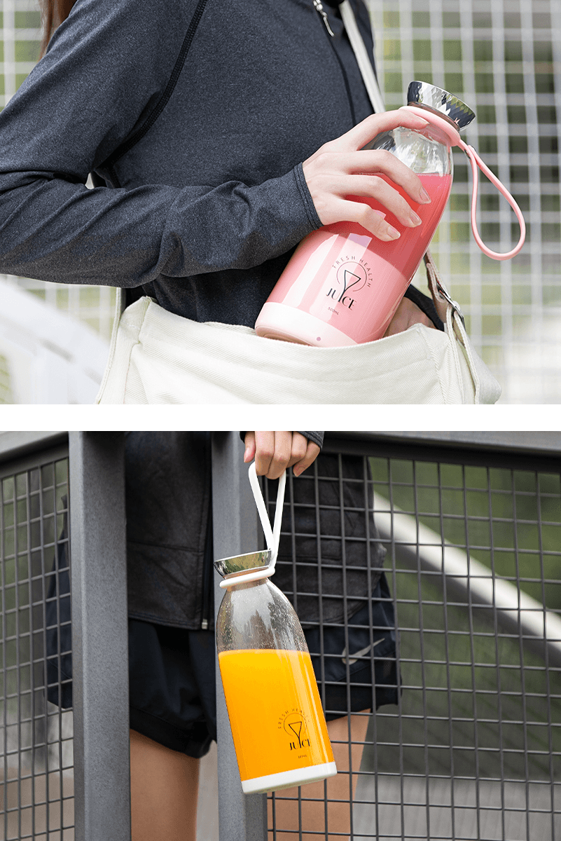 Smoothie Blender Taşınabilir Şarjlı Kişisel Mini Meyve Karıştırıcı 500 ml - Pembe