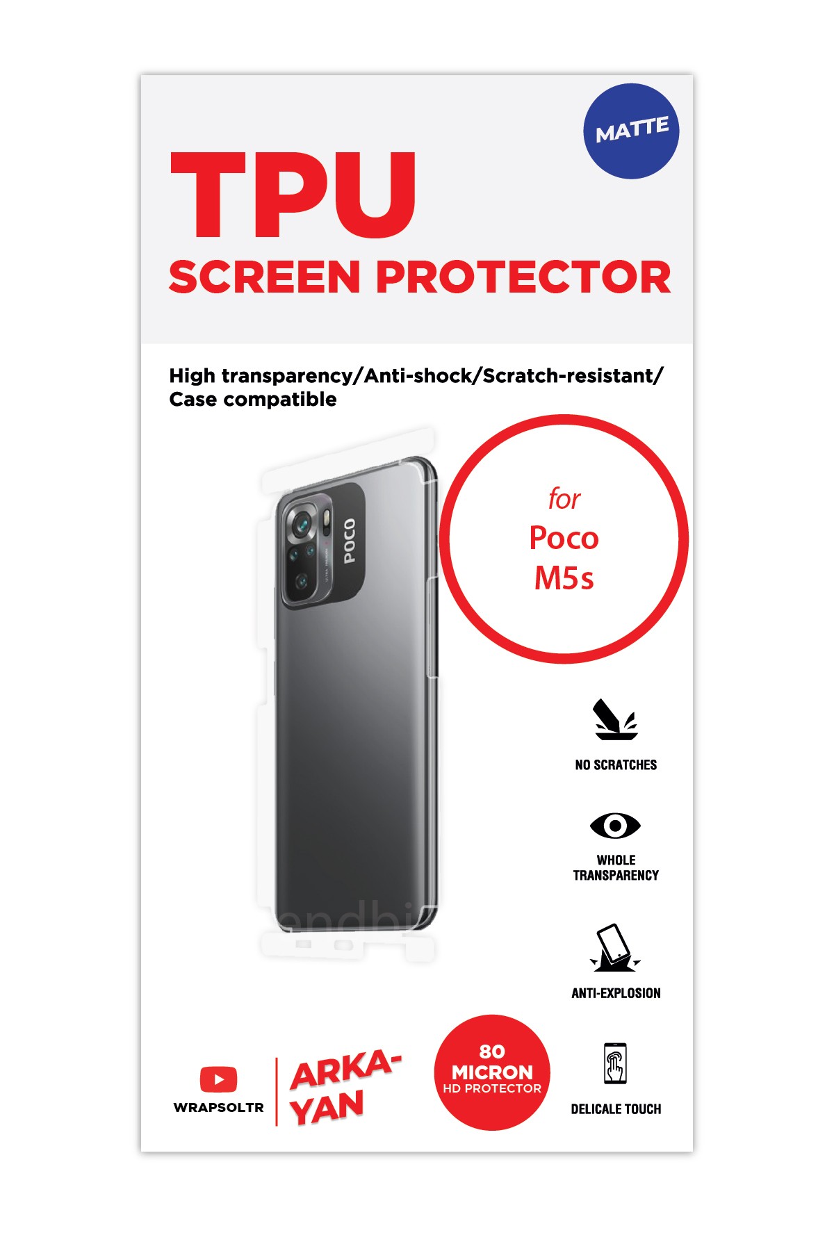 Xiaomi Poco M5s - Arka/Yan Koruyucu Mat TPU Film (80 micron)