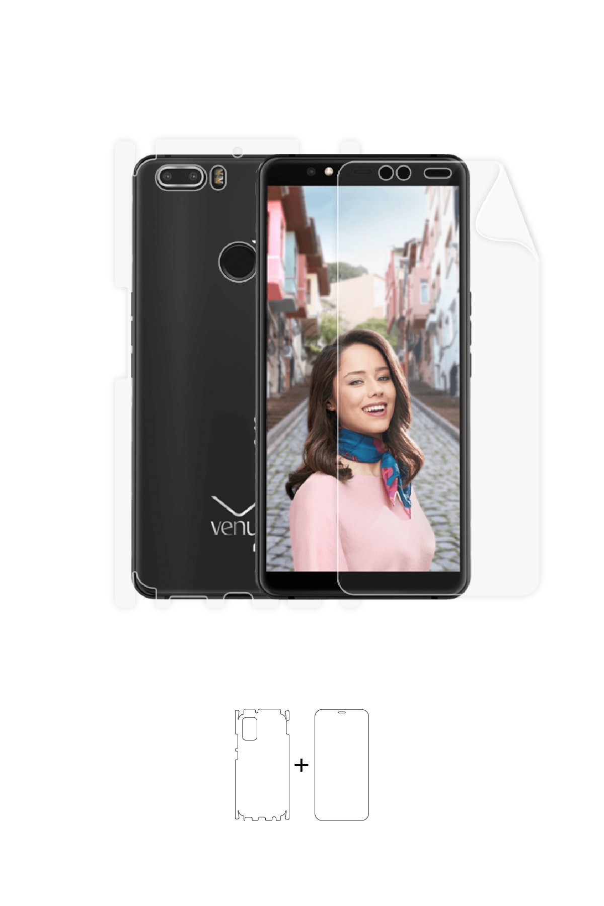 Vestel Venus Z20 - Fullbody Koruyucu Parlak Şeffaf Poliüretan Film (150 micron)