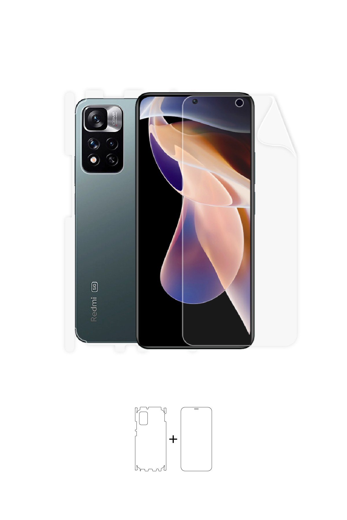 Xiaomi Redmi Note 11 Pro Plus - Fullbody Koruyucu Parlak Şeffaf Poliüretan Film (150 micron)