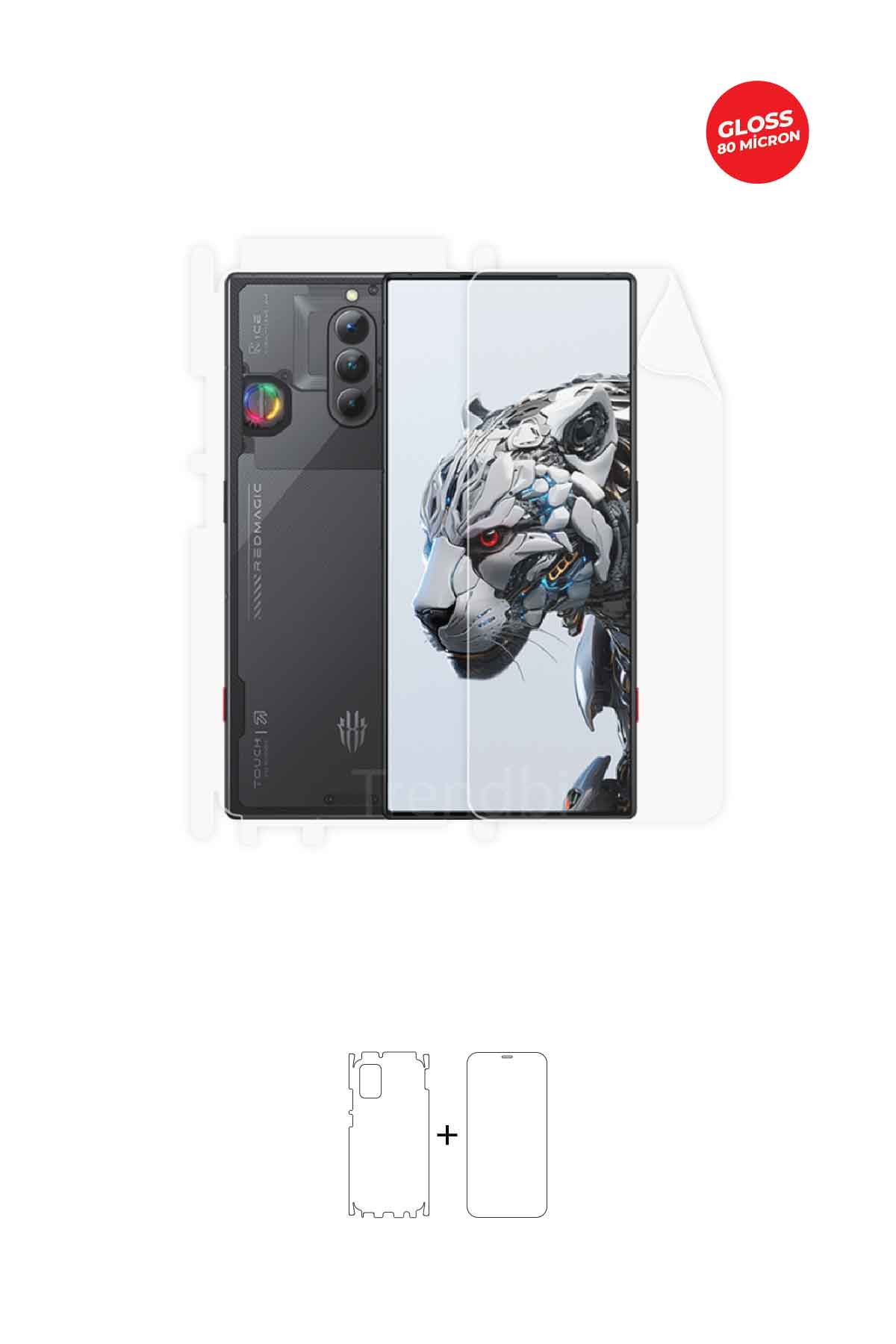 ZTE Nubia Red Magic 8S Pro Plus - Fullbody Koruyucu Parlak Şeffaf TPU Film (80 micron)