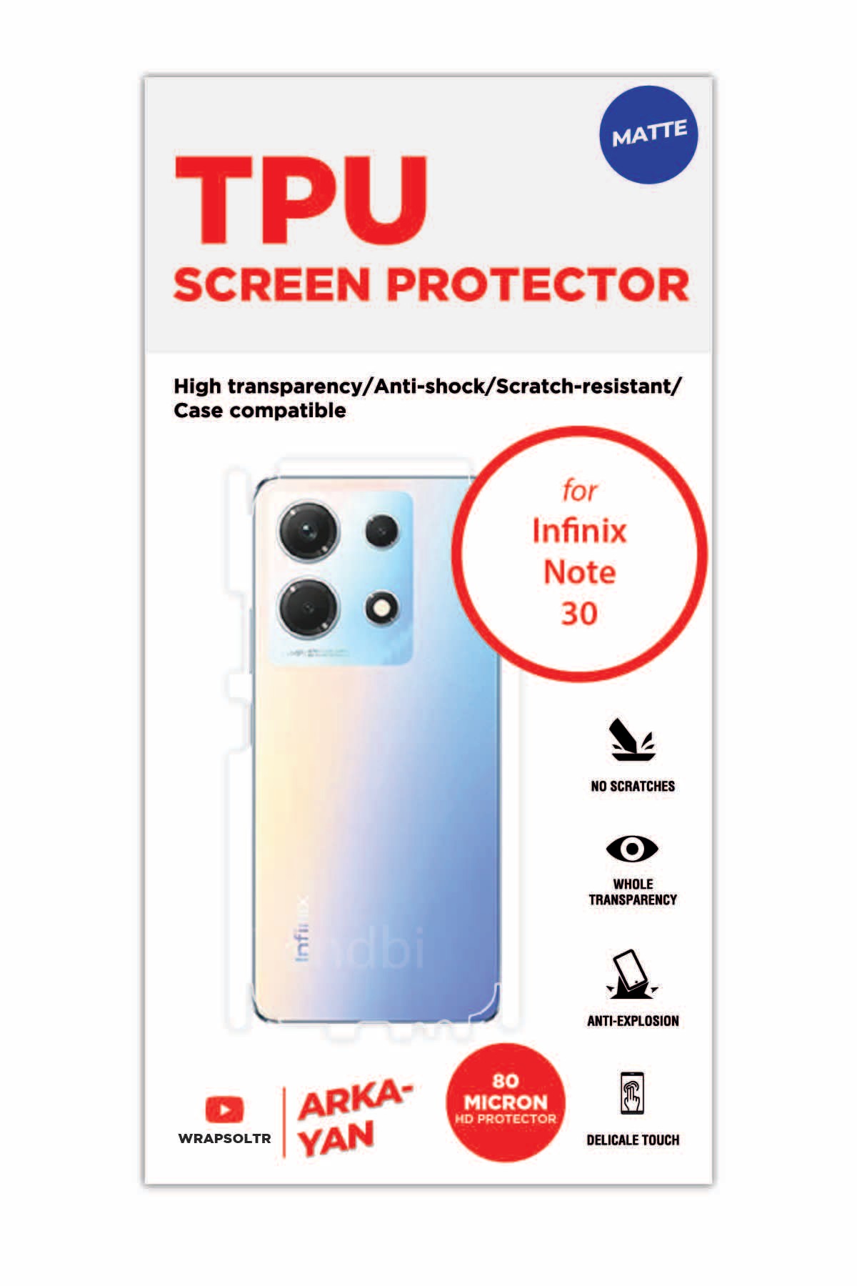 Infinix Note 30 - Arka/Yan Koruyucu Mat TPU Film (80 micron)