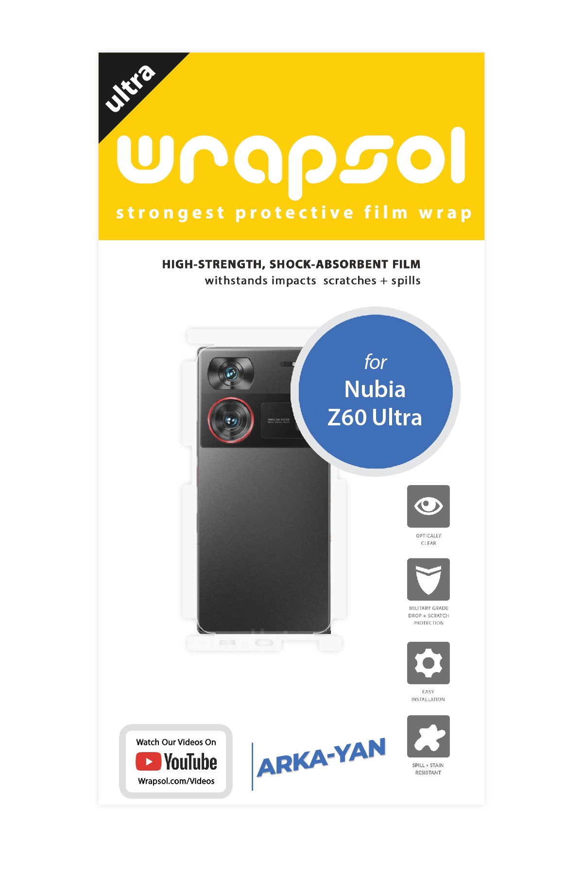 ZTE Nubia Z60 Ultra 5G - Arka/Yan Koruyucu Parlak Şeffaf Poliüretan Film (150 micron)