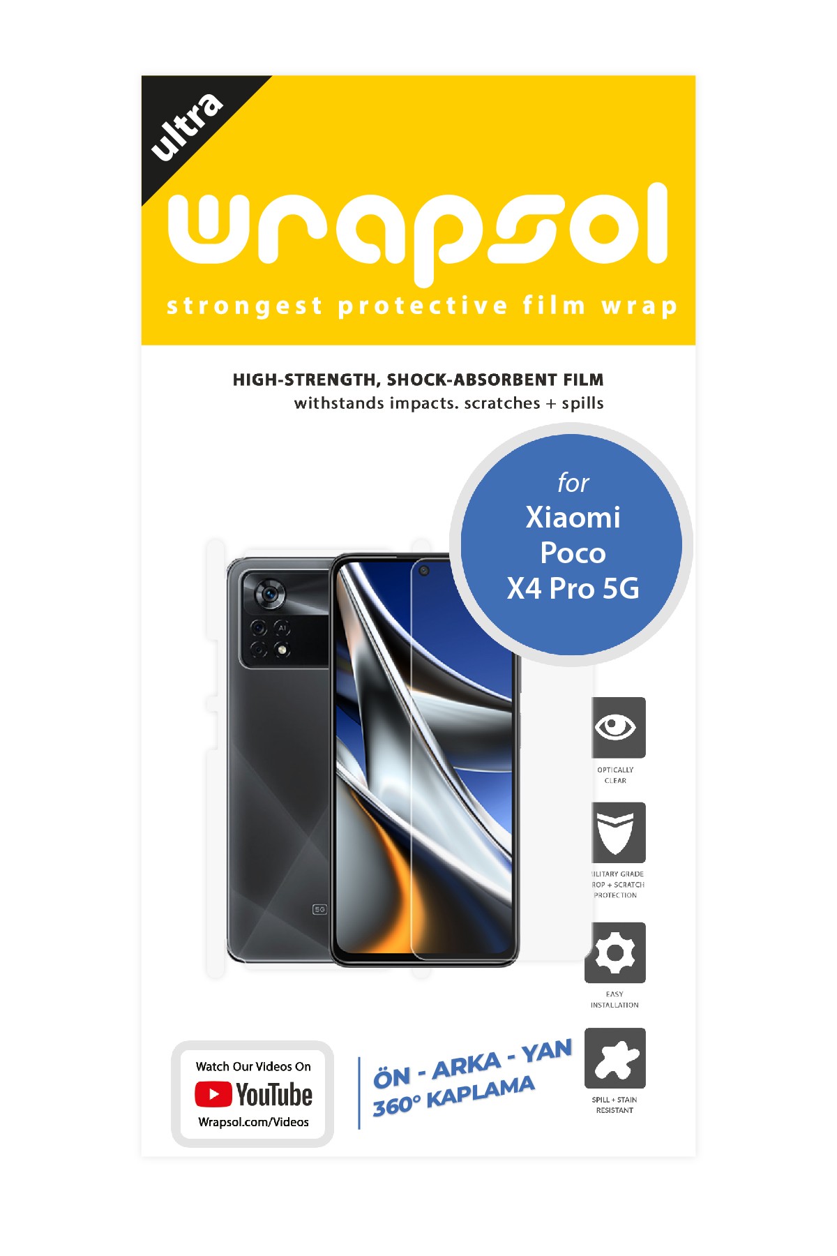 Xiaomi Poco M4 Pro - Fullbody Koruyucu Parlak Şeffaf Poliüretan Film (150 micron)