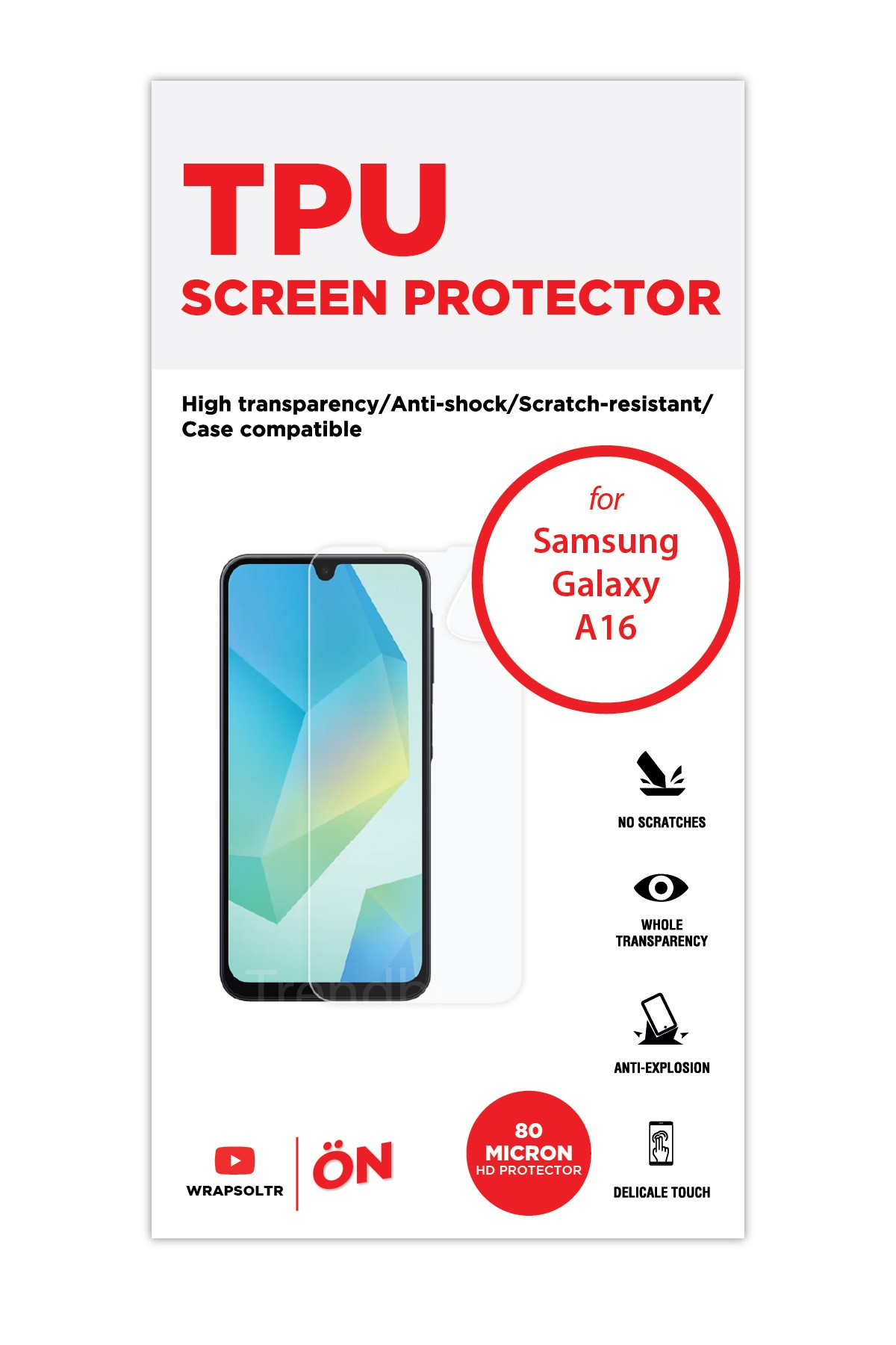 Samsung Galaxy a16 - Ekran Koruyucu Parlak Şeffaf TPU Film (80 micron)
