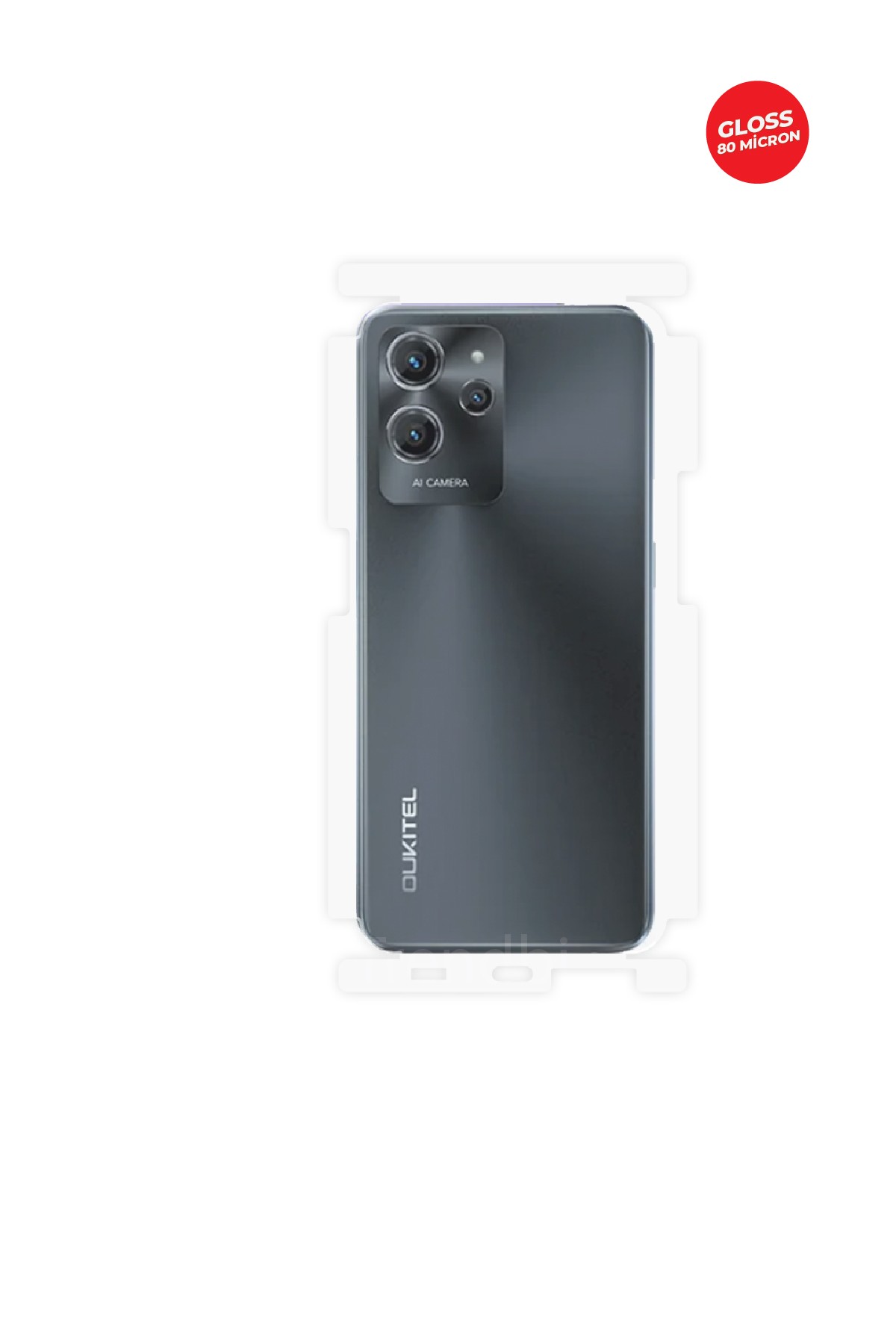 Oukitel C32 - Arka/Yan Koruyucu Parlak Şeffaf TPU Film (80 micron)