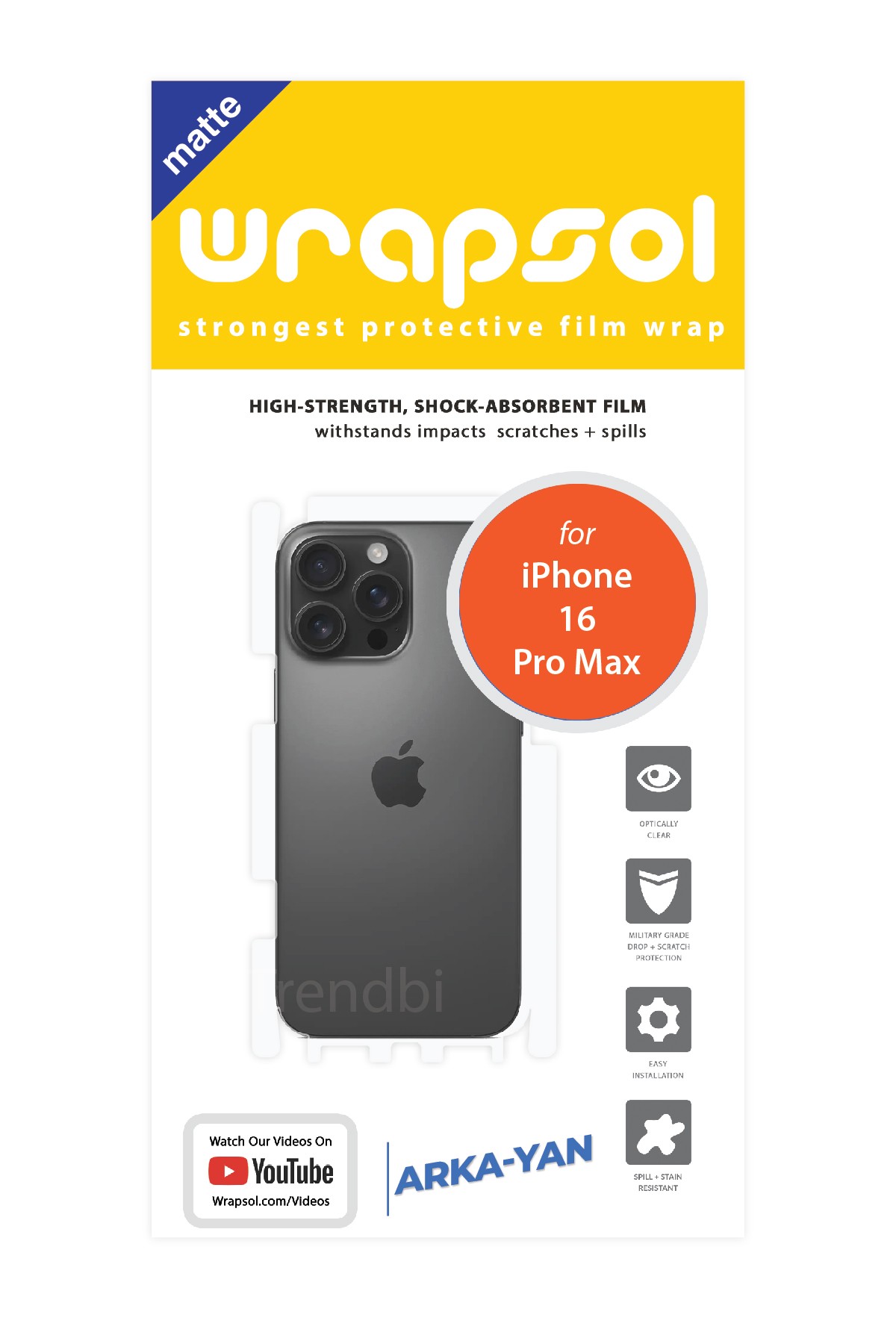 iPhone 16 Pro Max - Arka/Yan Koruyucu Mat Şeffaf Poliüretan Film (150 micron)