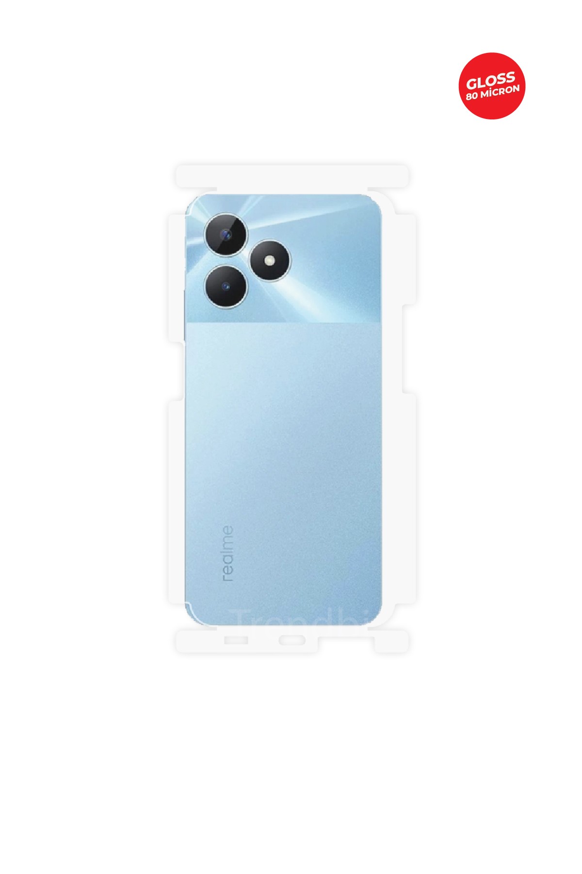 Realme Note 50 - Arka/Yan Koruyucu Parlak Şeffaf TPU Film (80 micron)