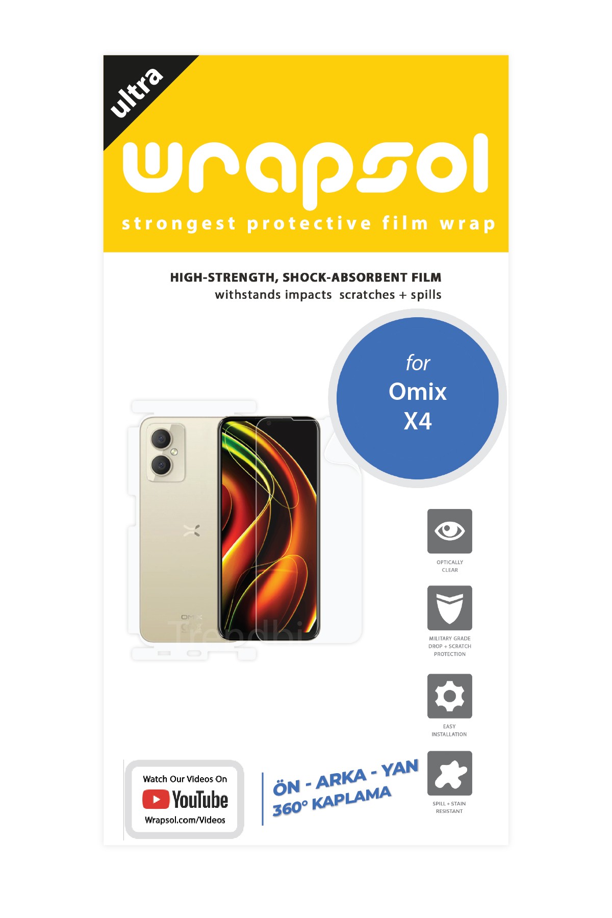 Omix X4 - Fullbody Koruyucu Parlak Şeffaf Poliüretan Film (150 micron)