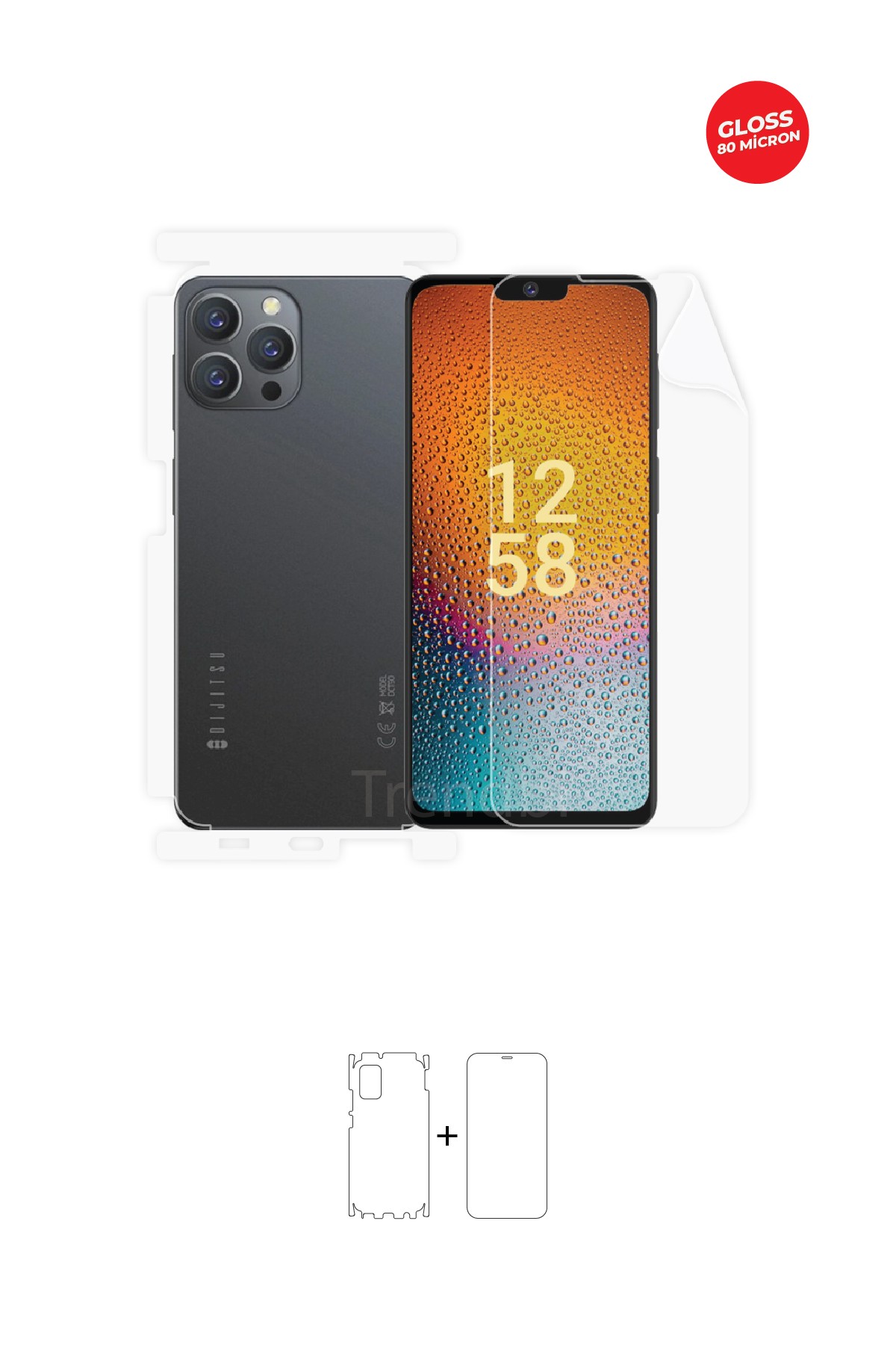 Dijitsu Dct90 - Fullbody Koruyucu Parlak Şeffaf TPU Film (80 micron)