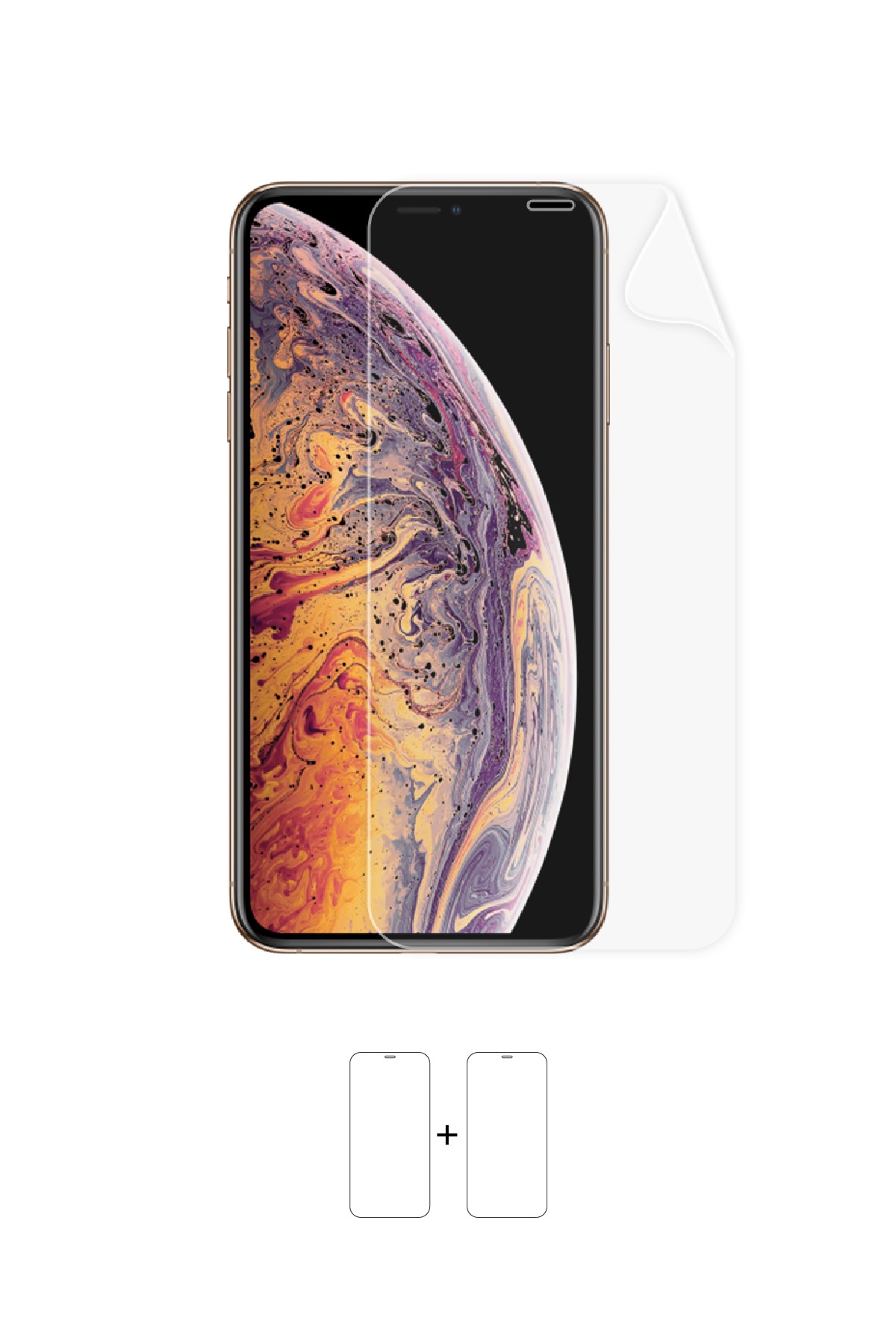 iPhone XS Max - Ekran Koruyucu Parlak Şeffaf Poliüretan Film (150 mikron)