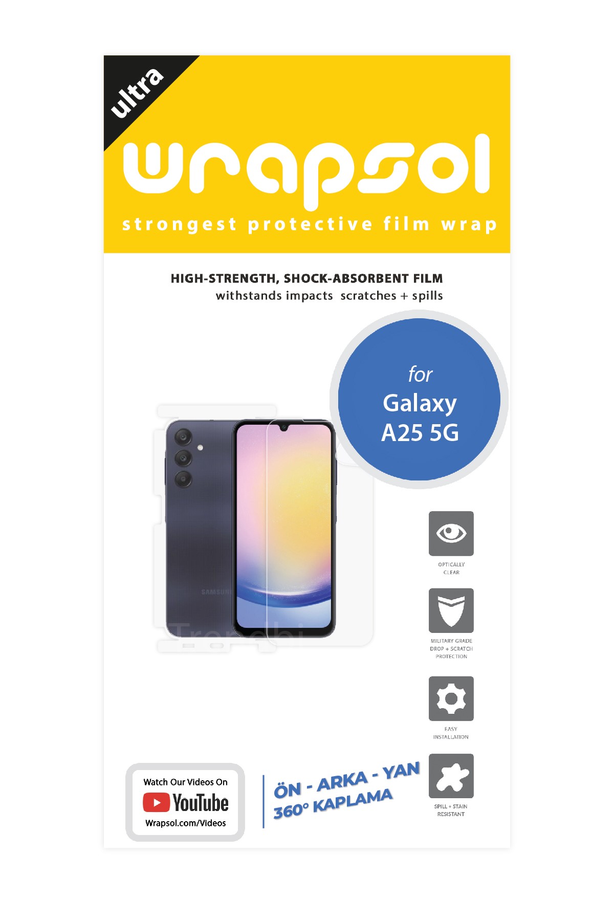Samsung Galaxy A25 5G - Fullbody Koruyucu Parlak Şeffaf Poliüretan Film (150 micron)