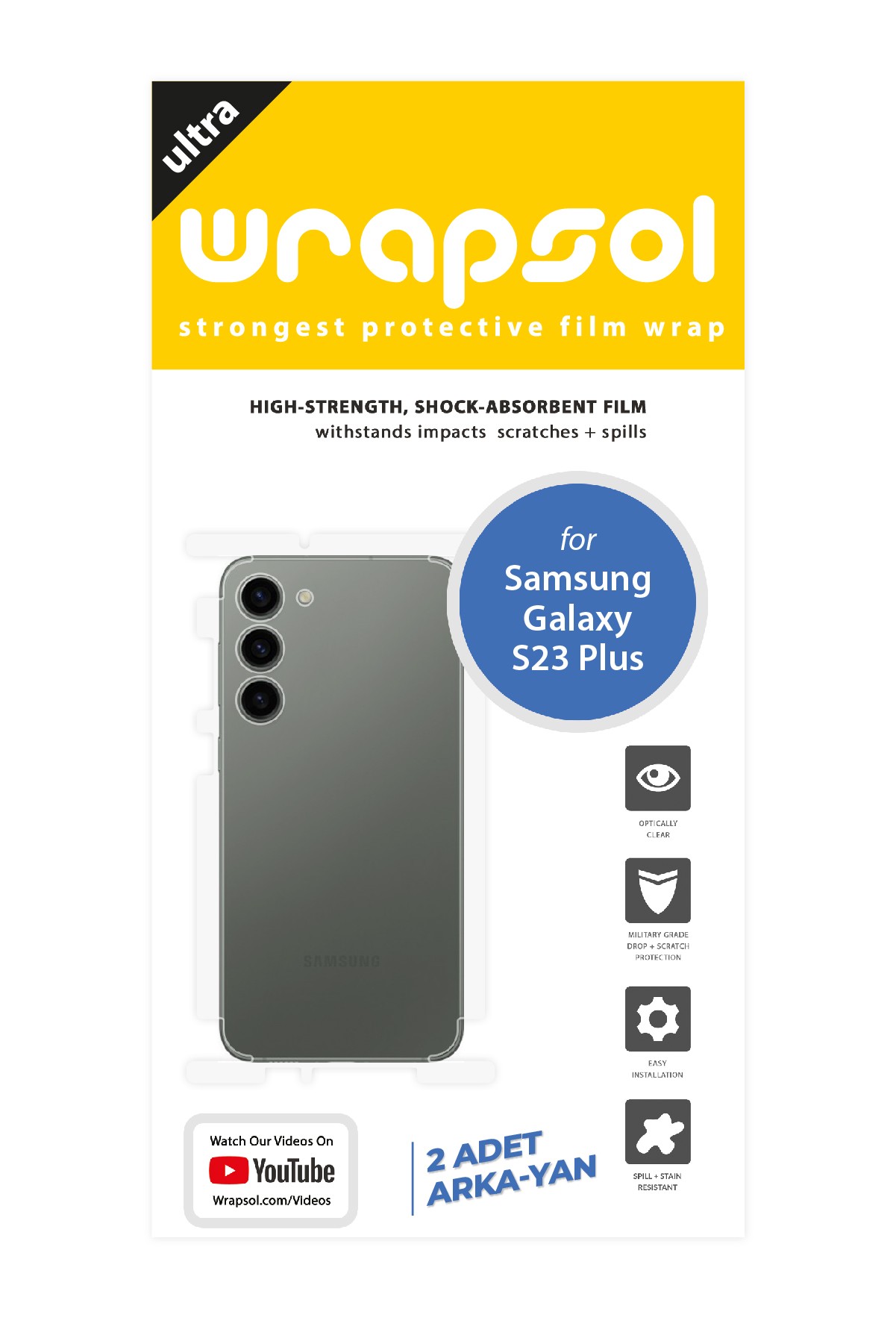 Samsung Galaxy S23 Plus - Arka/Yan Koruyucu Parlak Şeffaf Poliüretan Film (150 micron)