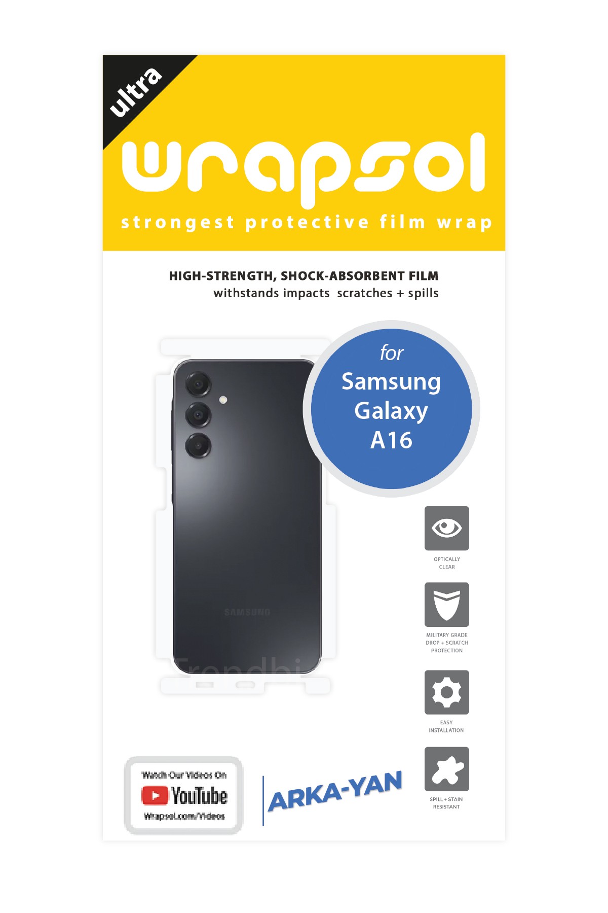 Samsung Galaxy a16 - Arka/Yan Koruyucu Parlak Şeffaf Poliüretan Film (150 micron)