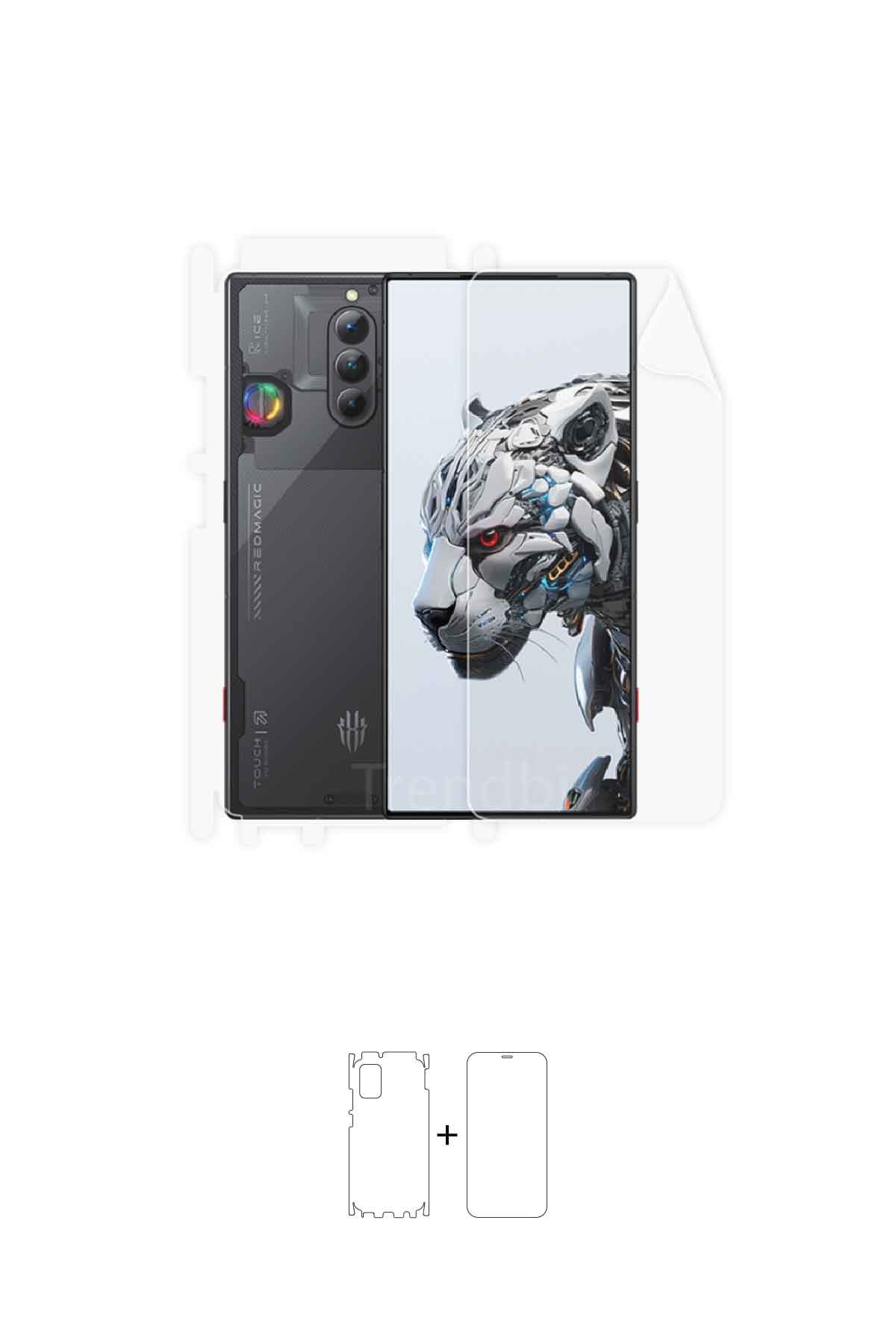 ZTE Nubia Red Magic 8S Pro Plus - Fullbody Koruyucu Parlak Şeffaf Poliüretan Film (150 micron)